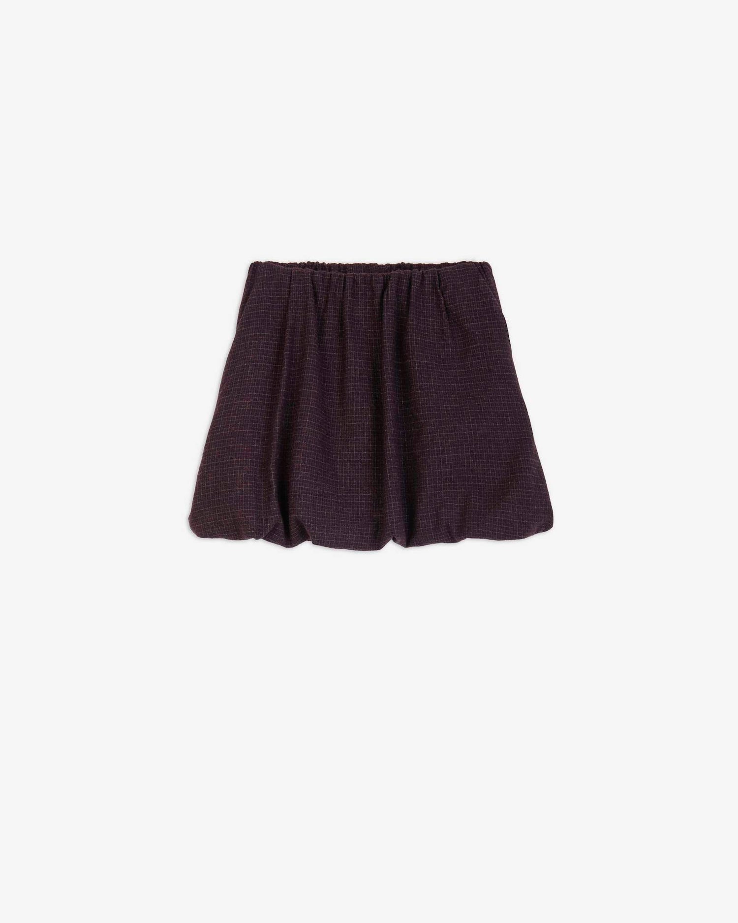 BALLOON WOOL CHECK MINISKIRT
