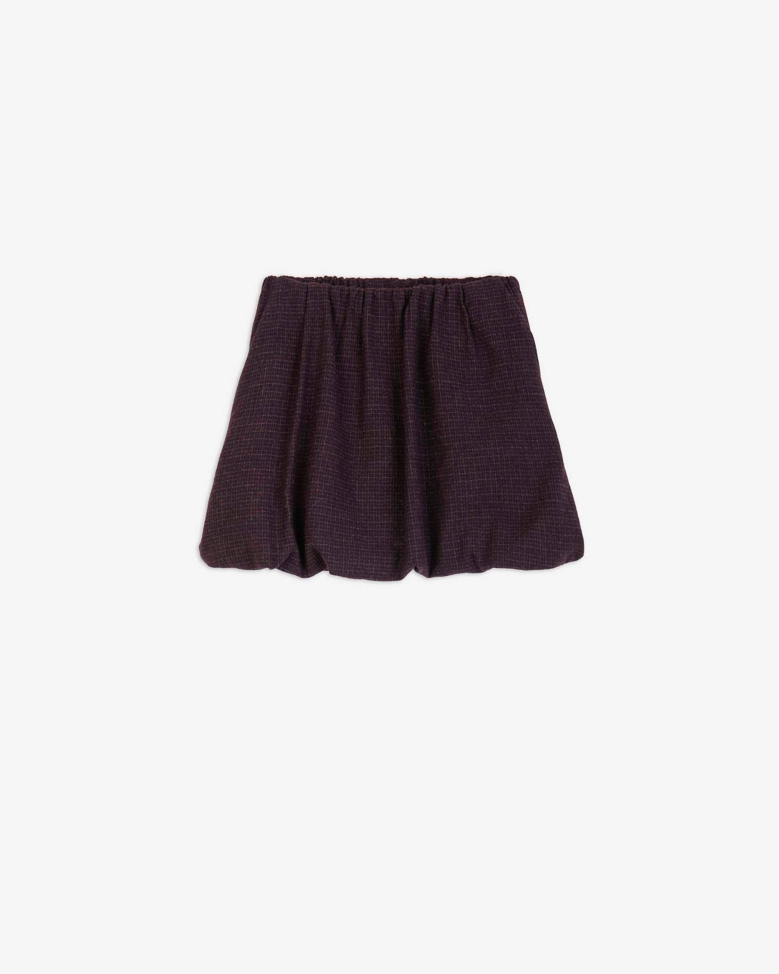 BALLOON WOOL CHECK MINISKIRT