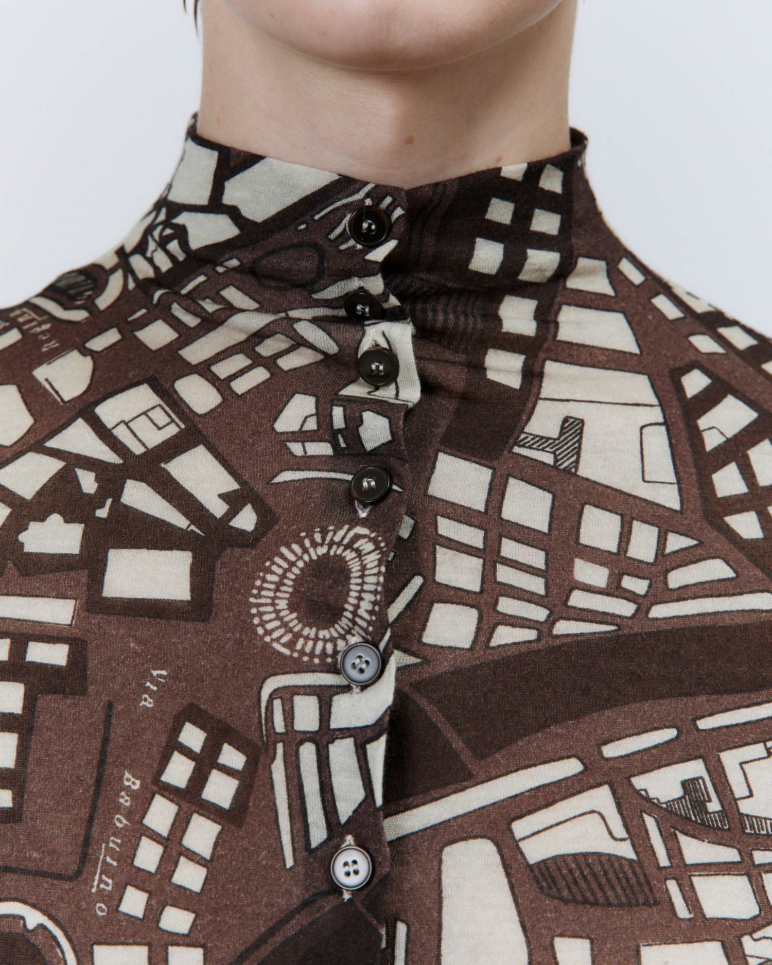 HIGH NECK PRINTED JERSEY SWEATER