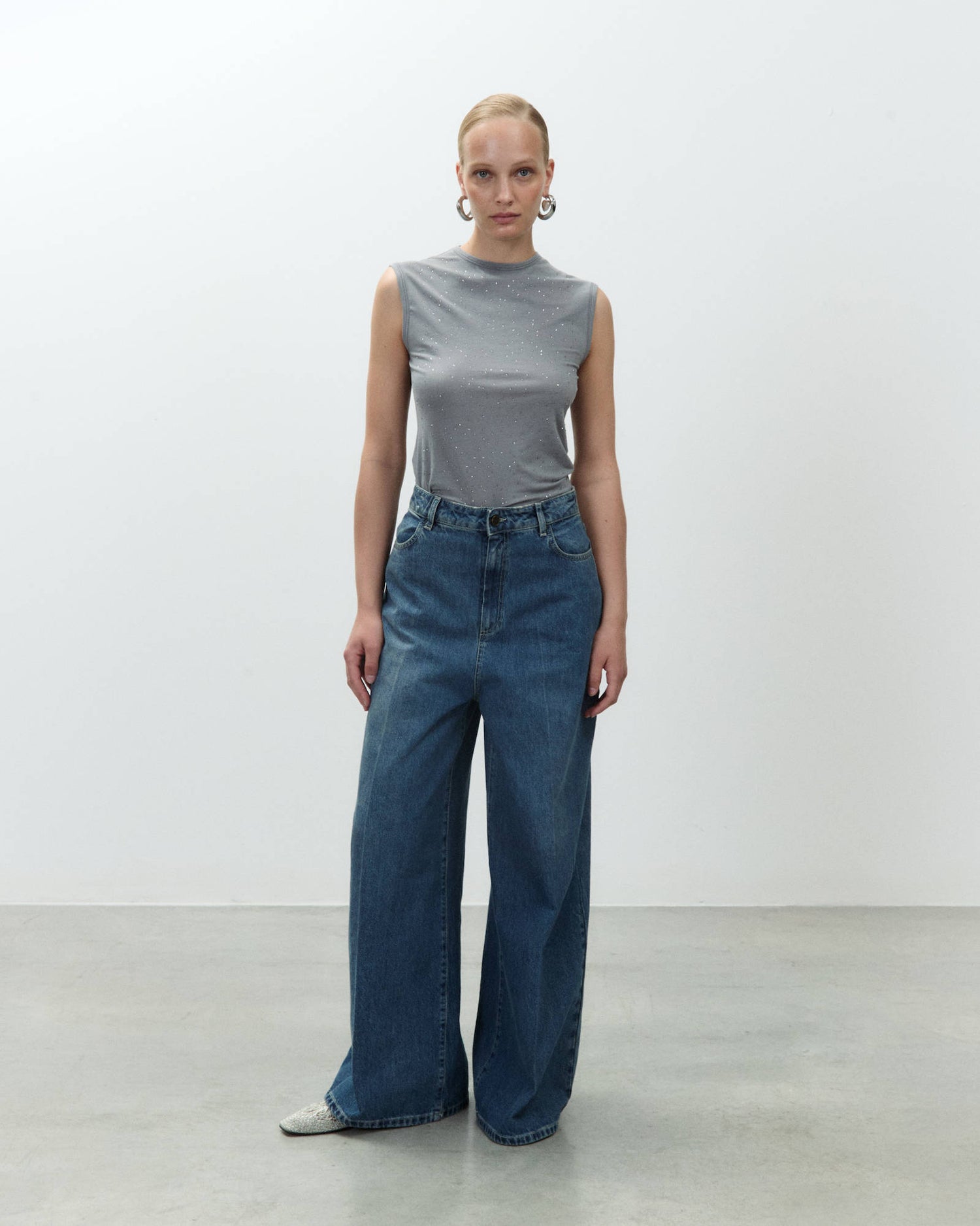 WIDE LEG DENIM PANTS