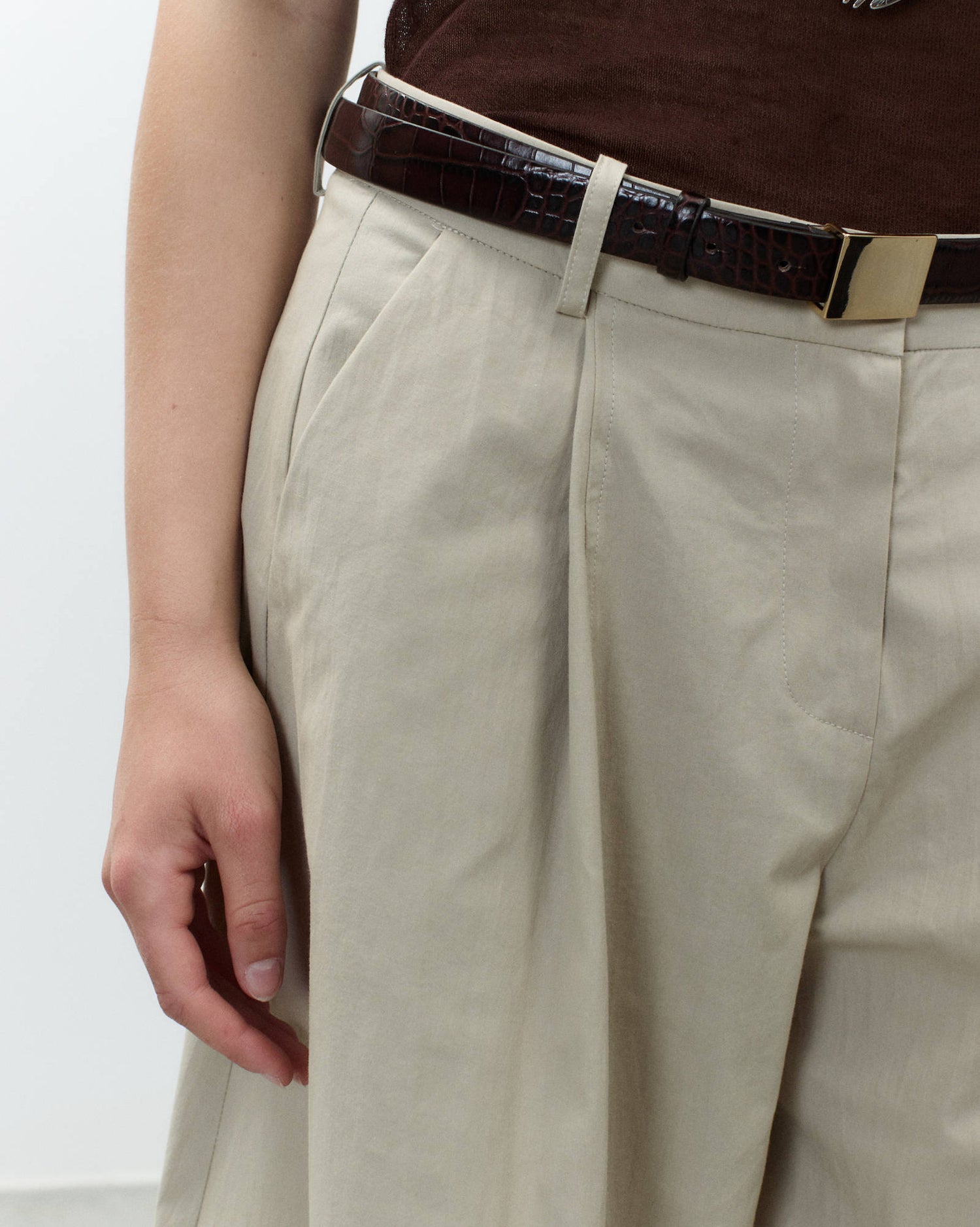 Wide Crinkle Bermuda Shorts