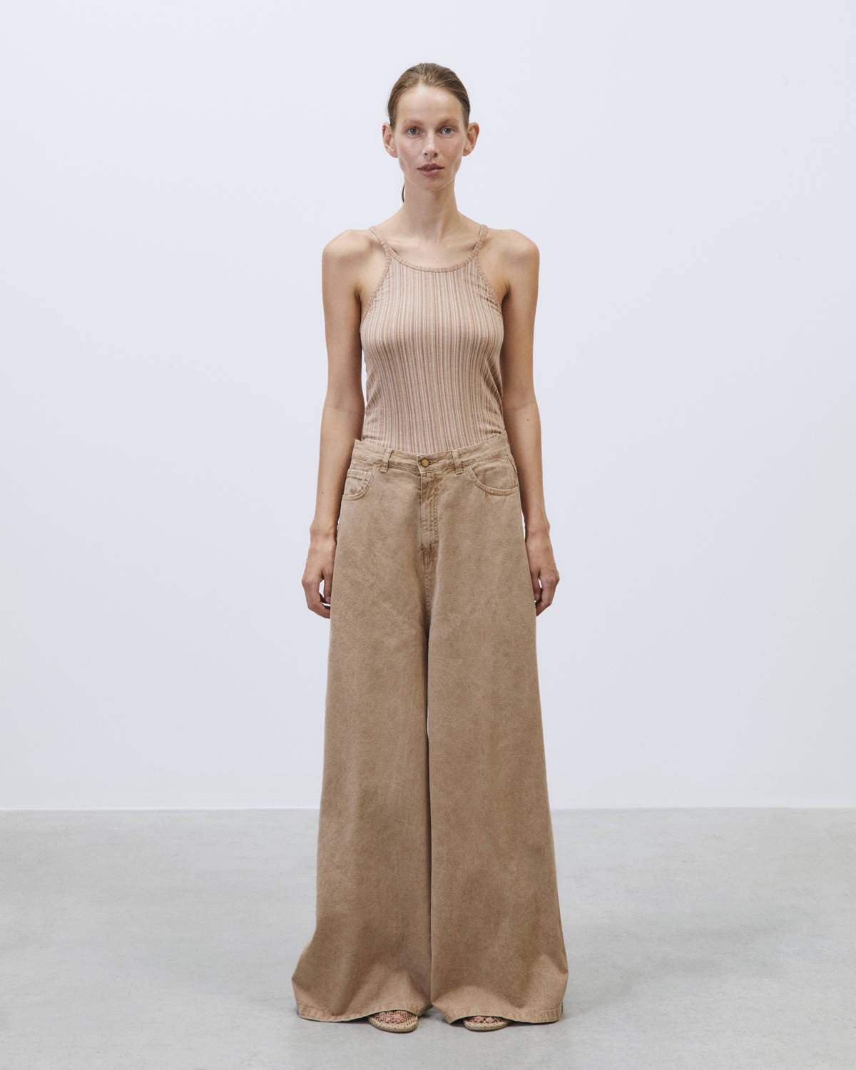 FIVE POCKET DRILL WIDE LEG Wheat