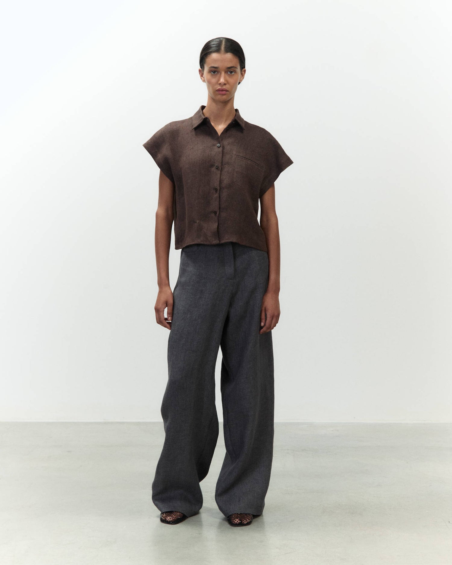 CROPPED LINEN SHIRT