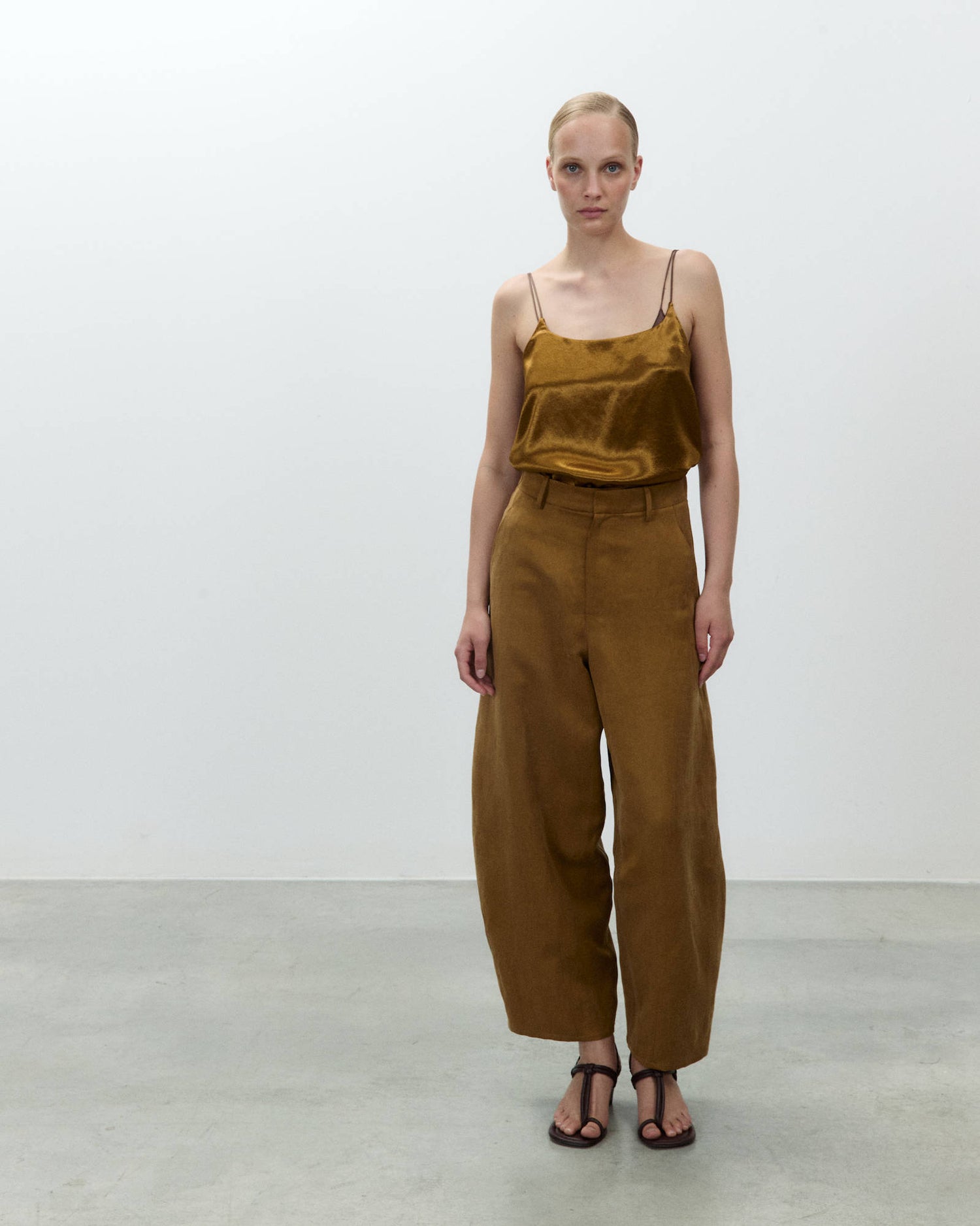 LINEN CUPRO PANTS WITH ELECTRIC DT