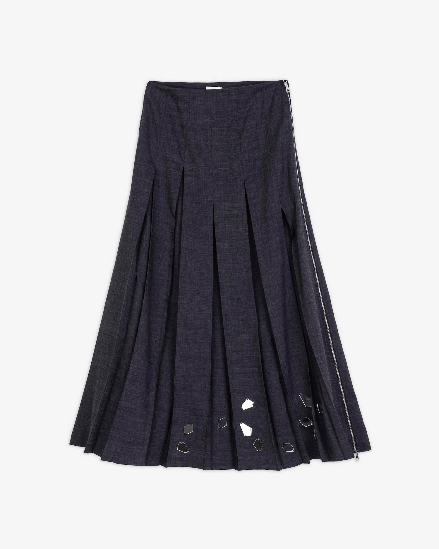 EMBROIDERED PLEATED VOILE SKIRT