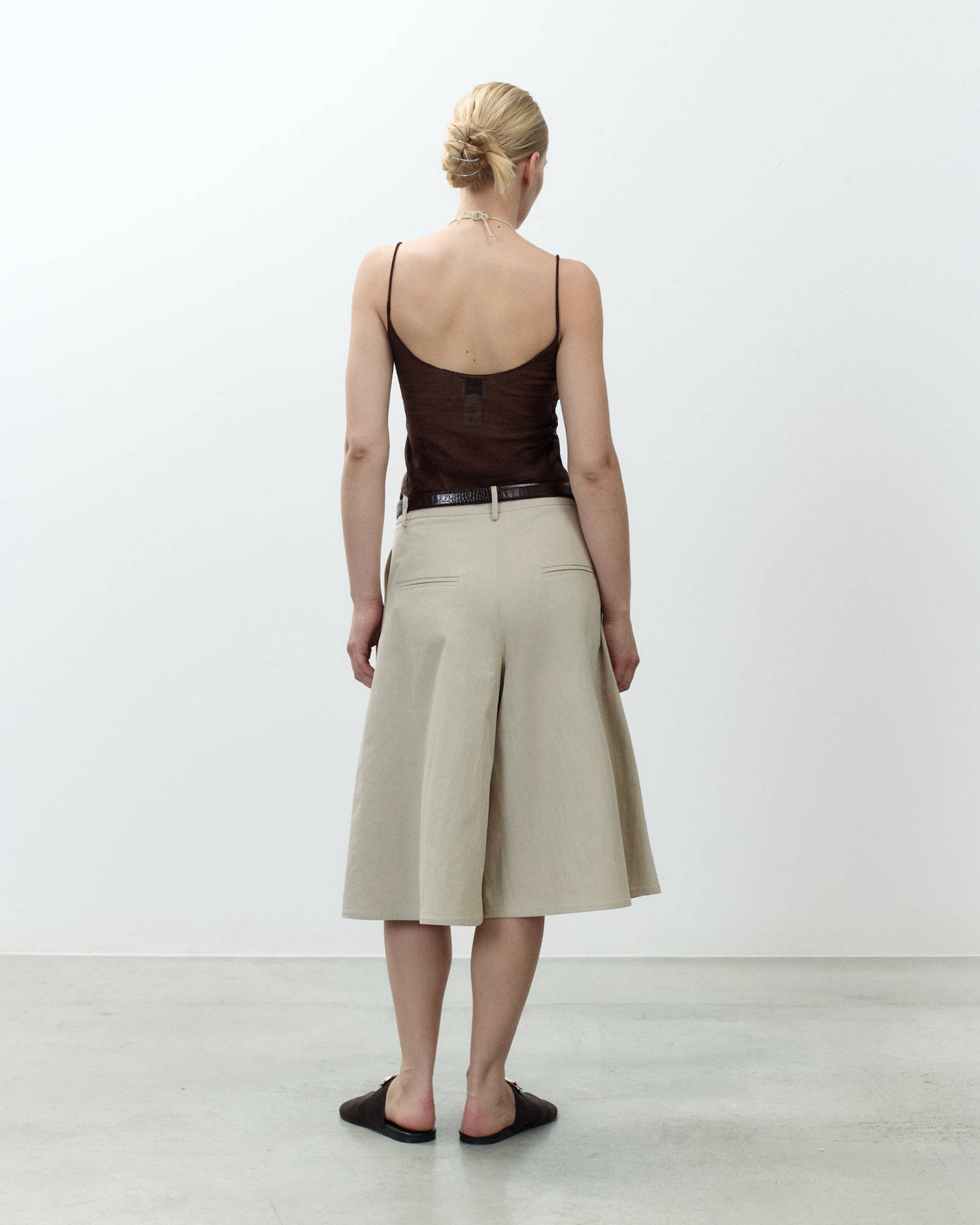 Wide Crinkle Bermuda Shorts