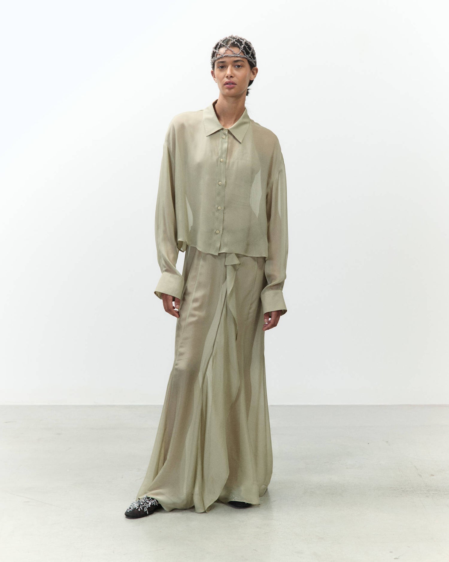 CROPPED CHIFFON SHIRT