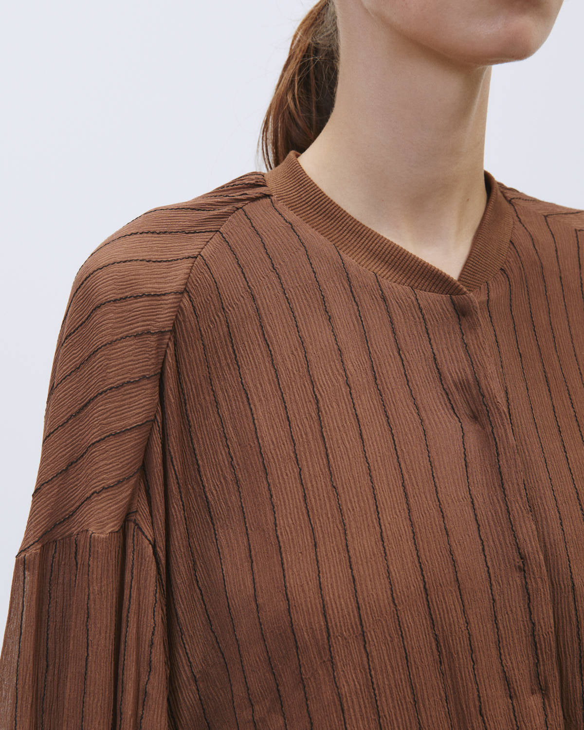CREPONNE STITCHED SILK BOMBER JACKET Choco