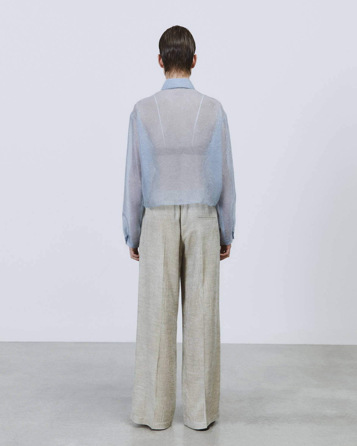 FRINGE EFFECT ORGANZA BOXY SHIRT