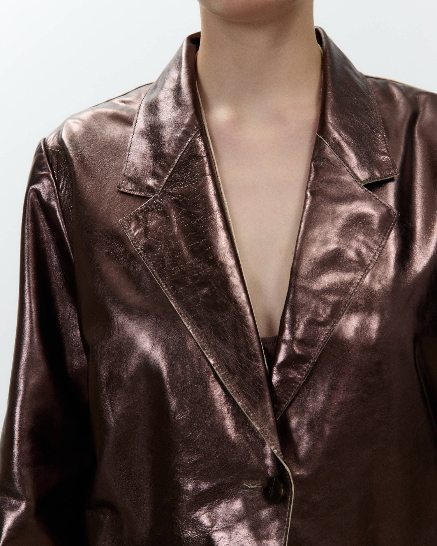 SHINY LEATHER BLAZER