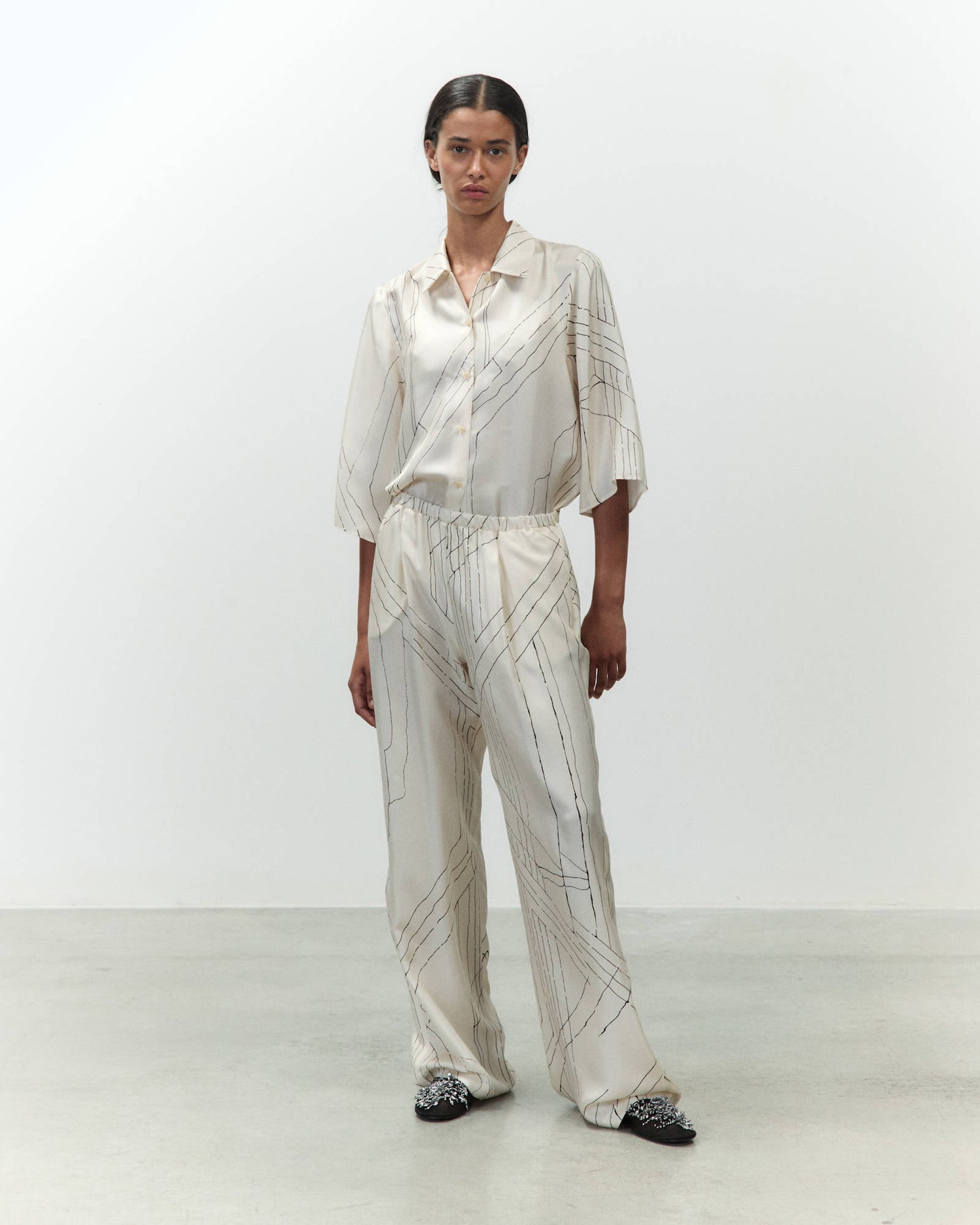 PRINTED SILK TROUSERS