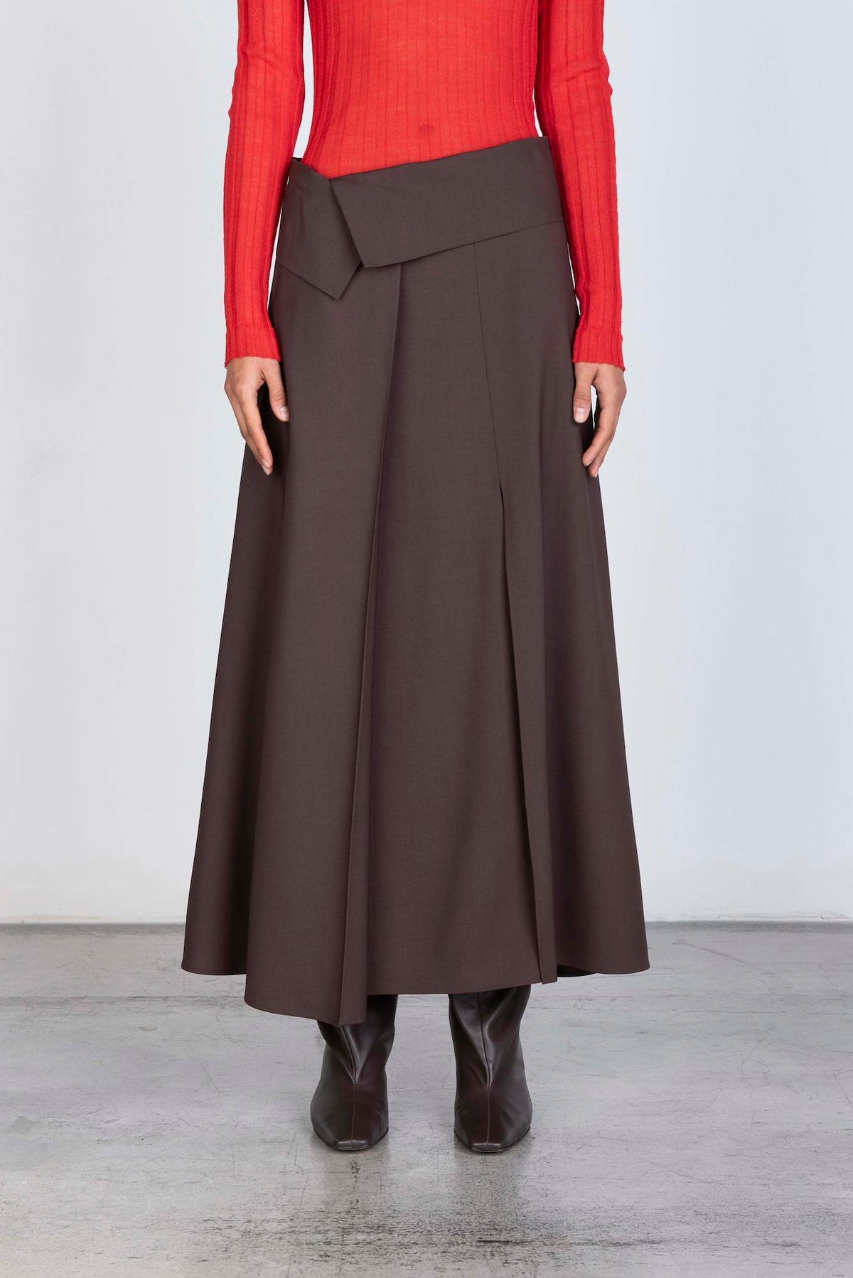 WIDE WOOL SKIRT