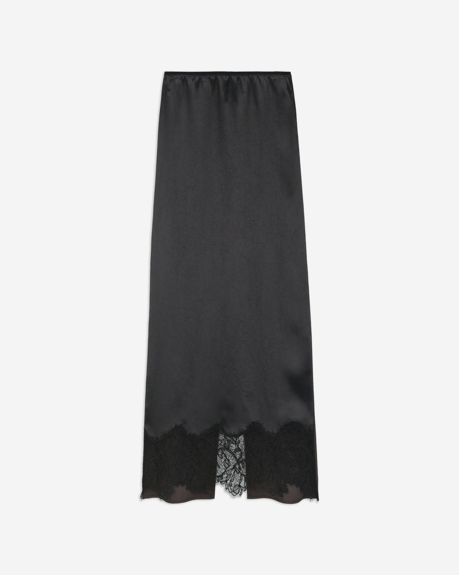 SATIN AND LACE MIDI SKIRT