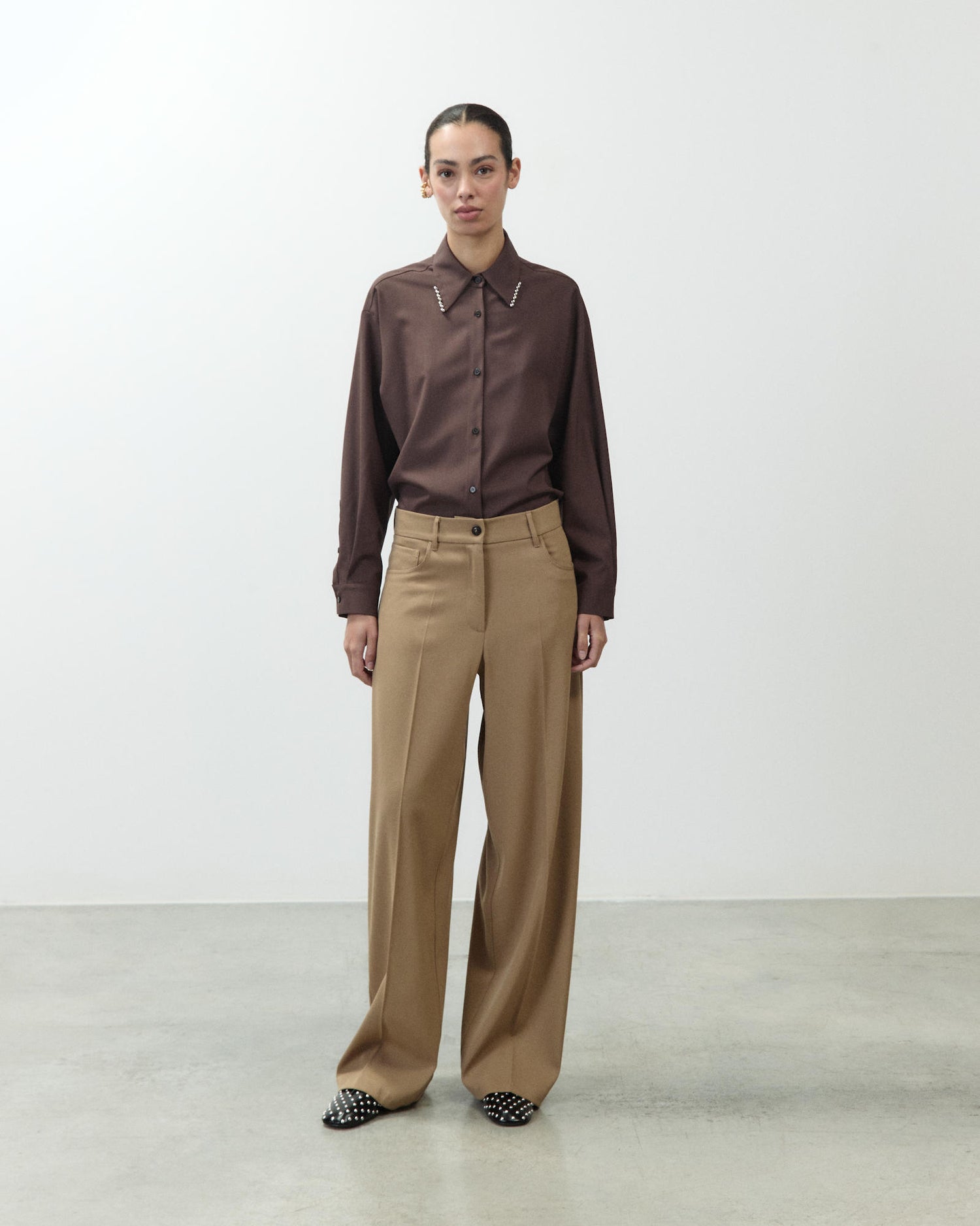 PANTALONE WIDE LEG IN LANA
