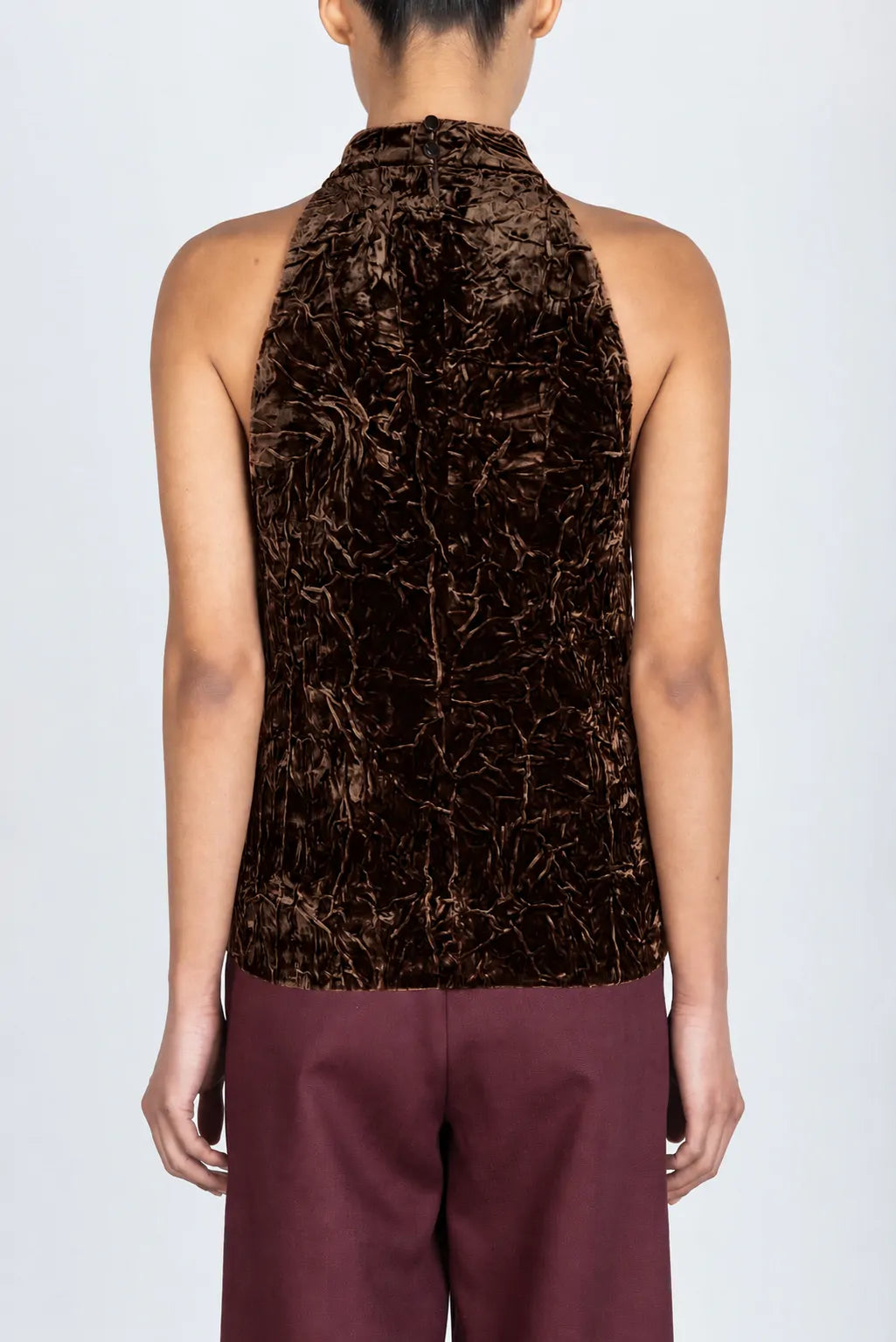 TOP COLLO ALTO VELLUTO CRINKLE