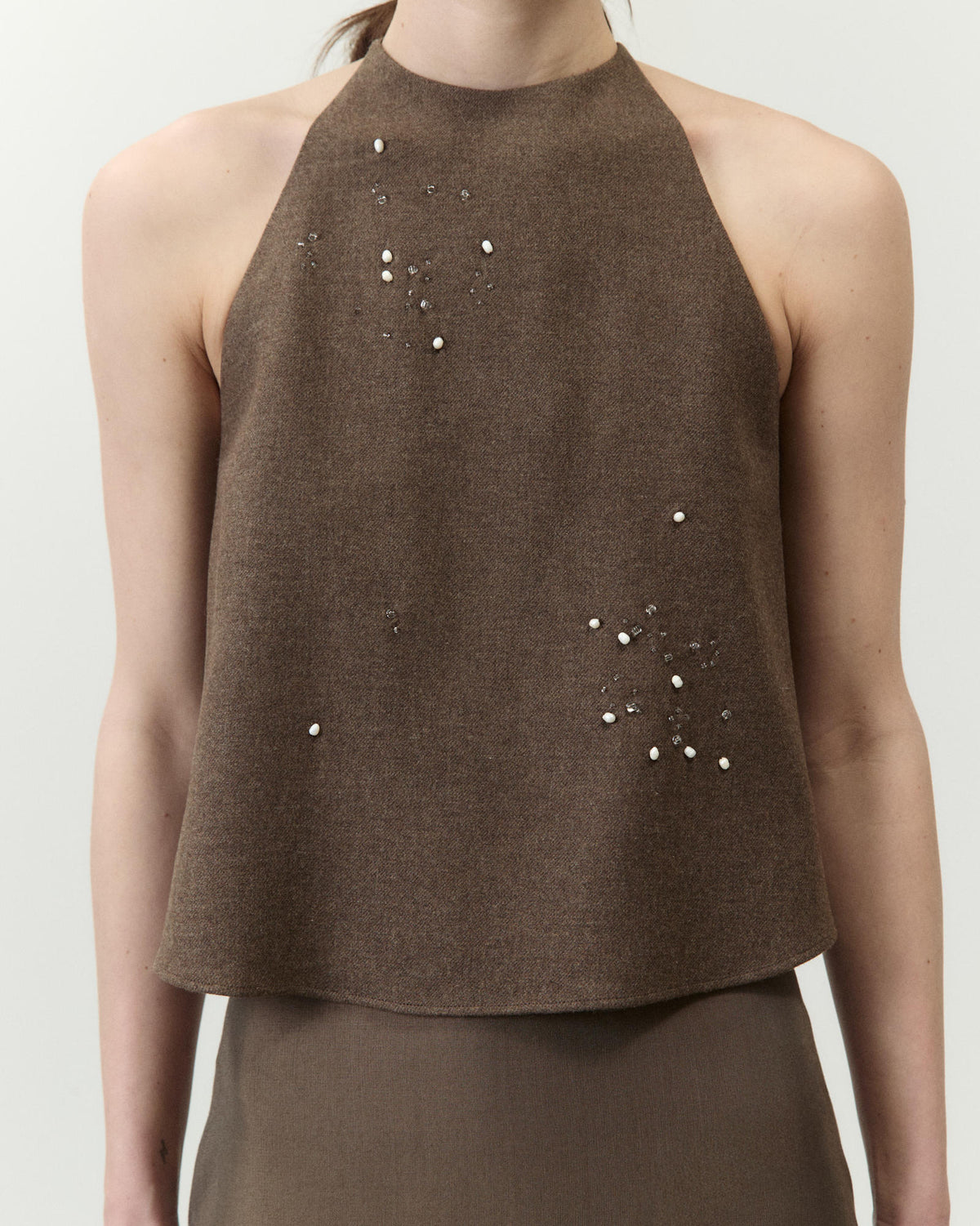 TOP IN FLANELLA CON RICAMO