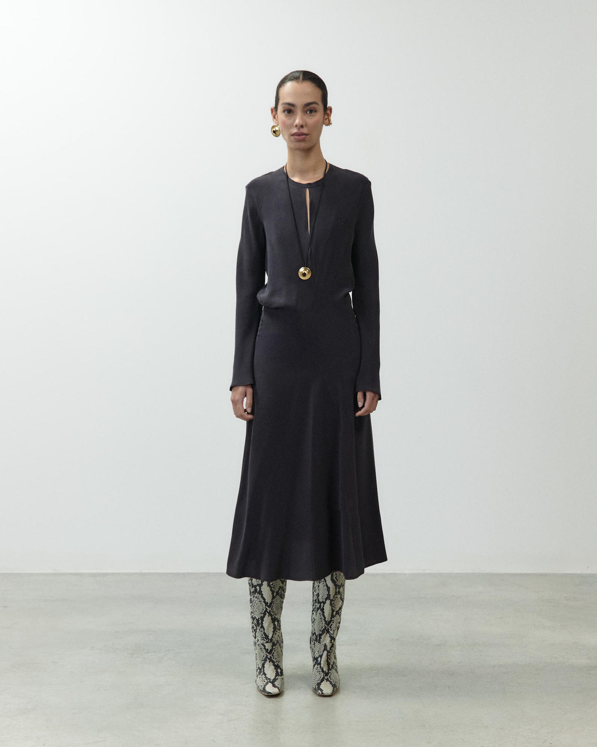 CREPE DE CHINE MIDI DRESS