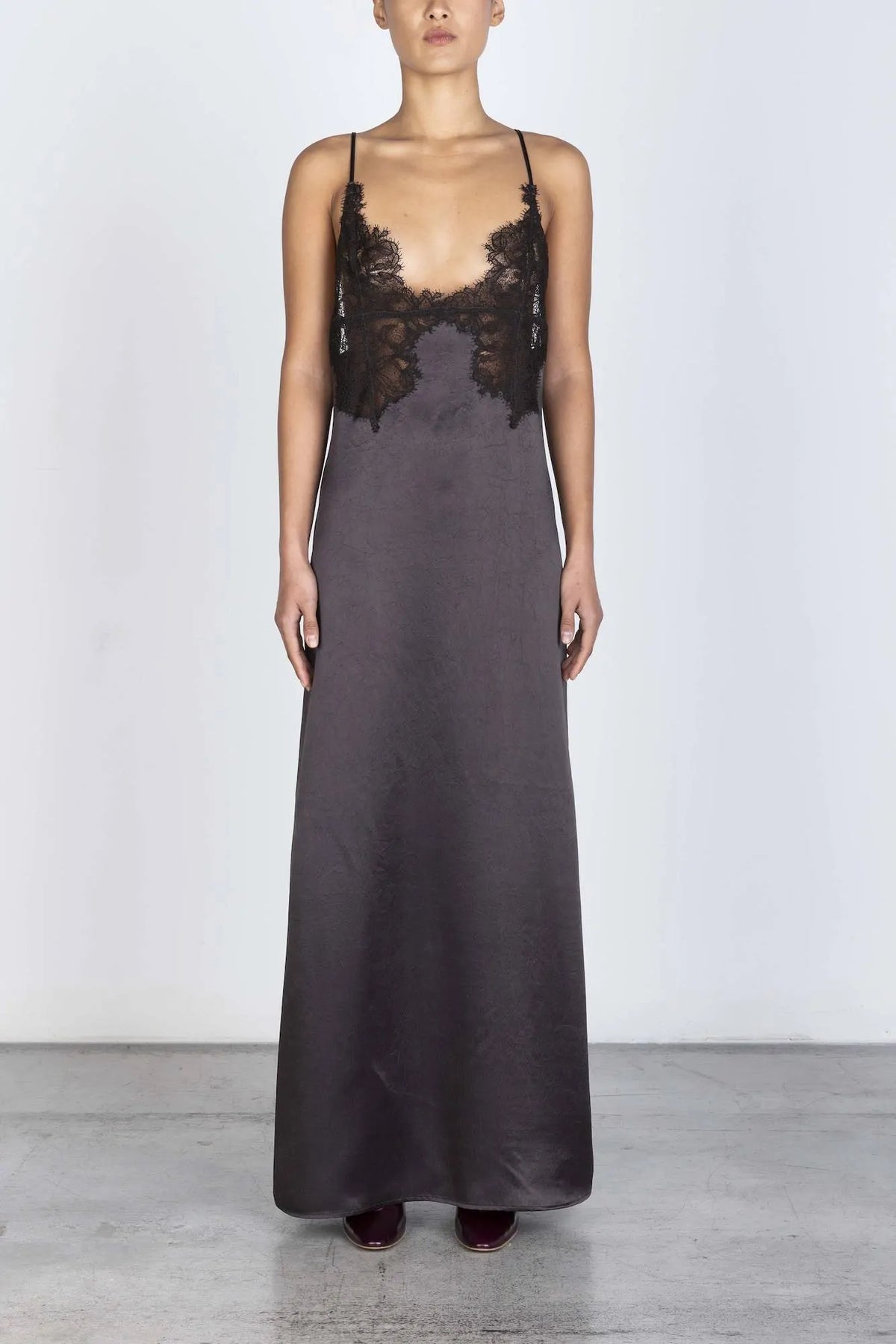 SATIN AND LACE SLIP DRESS