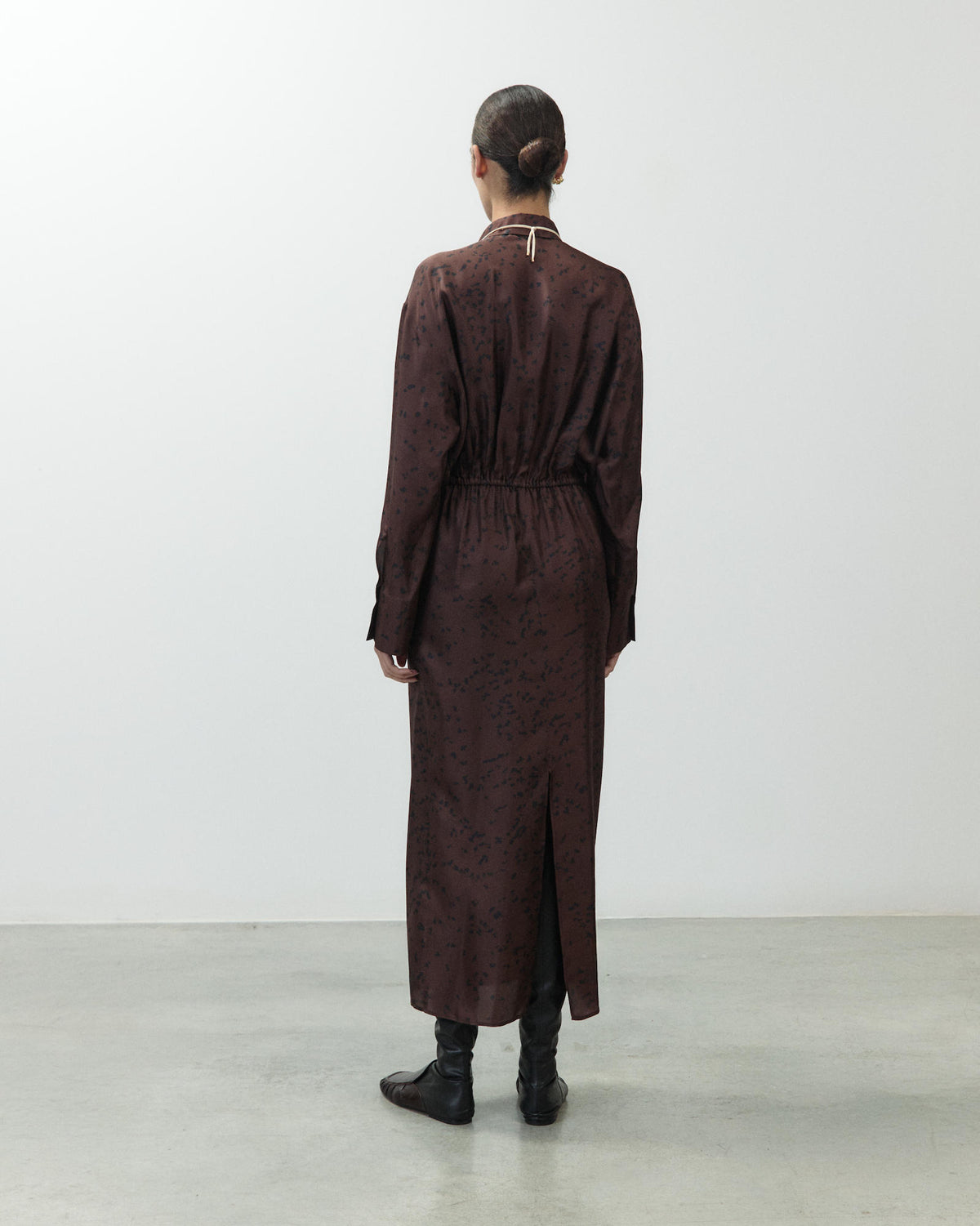 PRINTED SILK SHIRT DRESS