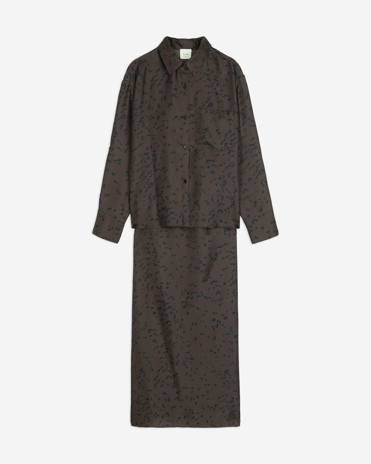 PRINTED SILK SHIRT DRESS