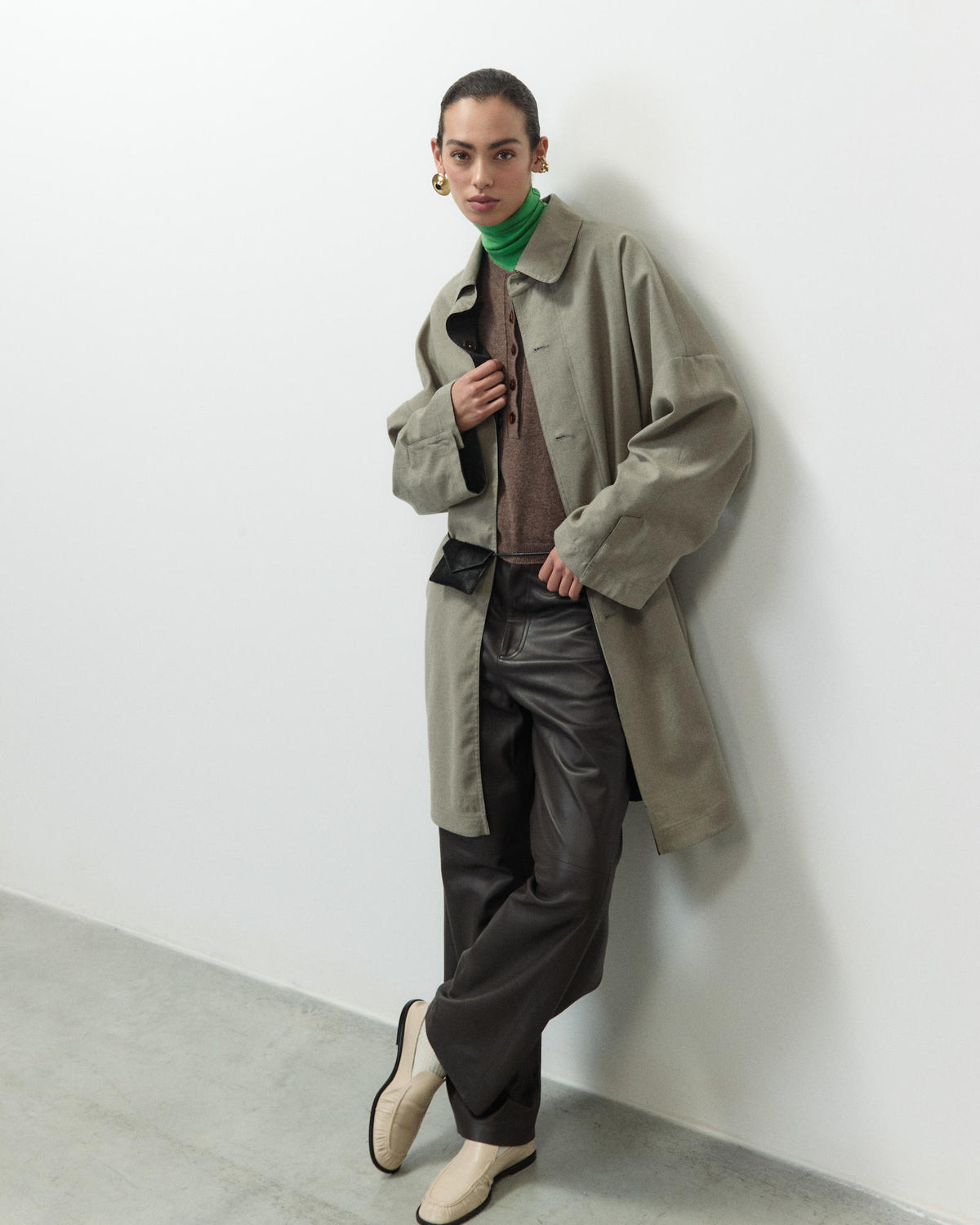 NYLON AND FLANNEL TRENCH COAT