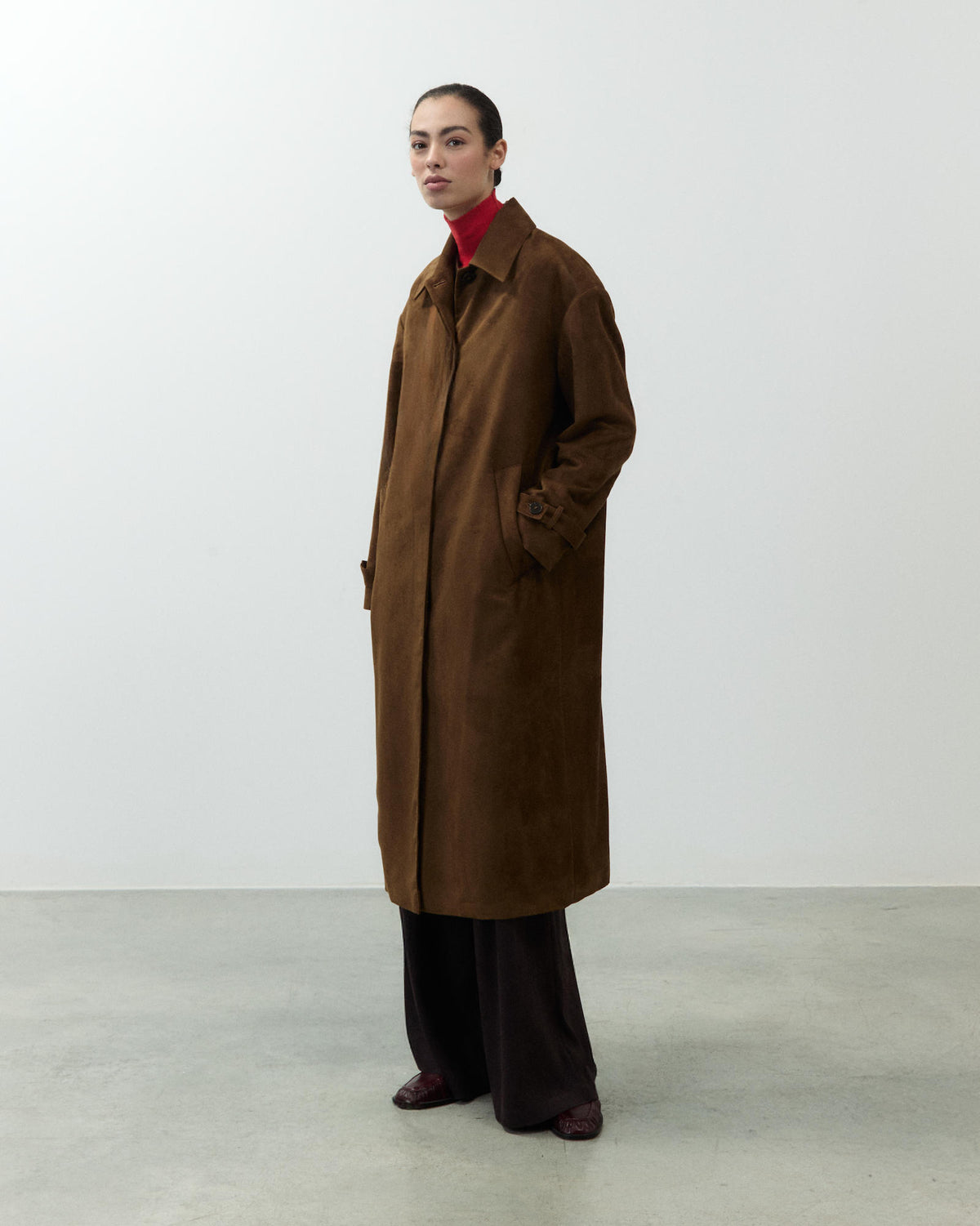 SUEDE-EFFECT TRENCH COAT