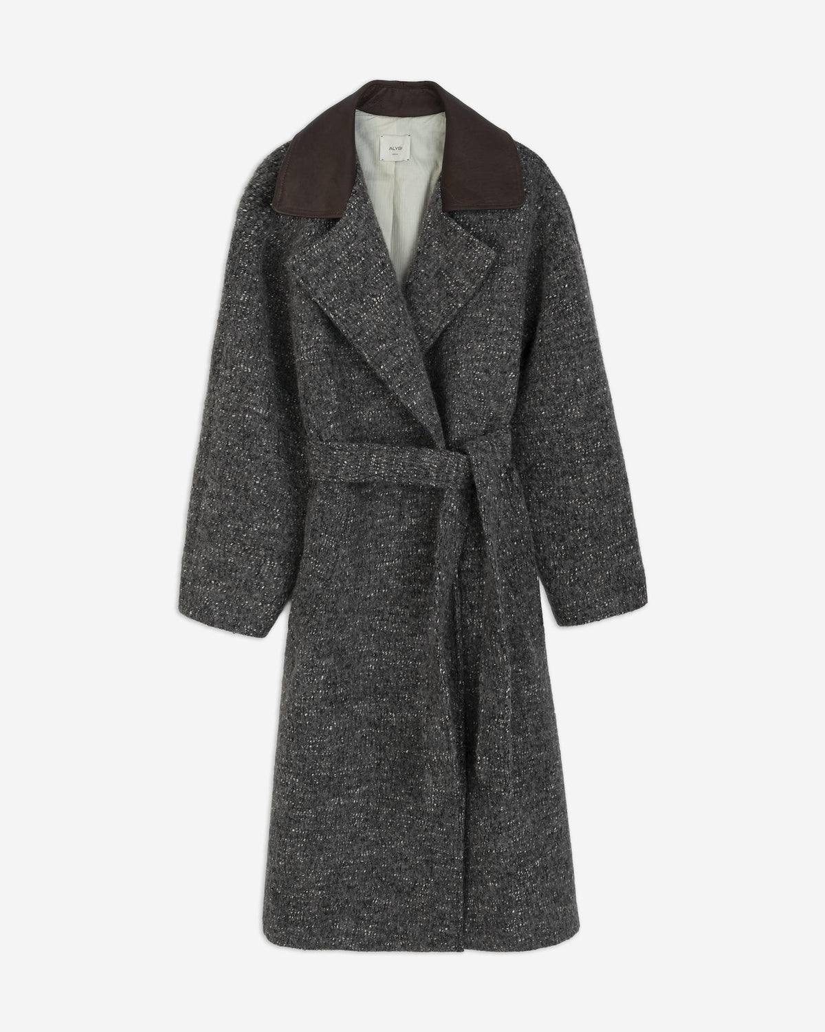COAT WITH LEATHER COLLAR