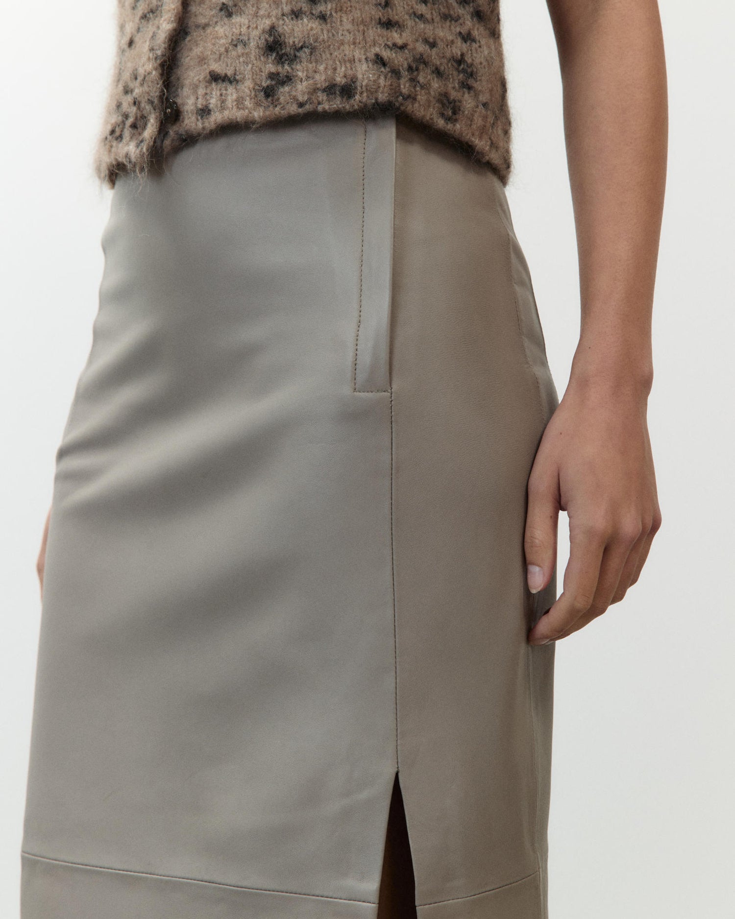 LEATHER MIDI SKIRT