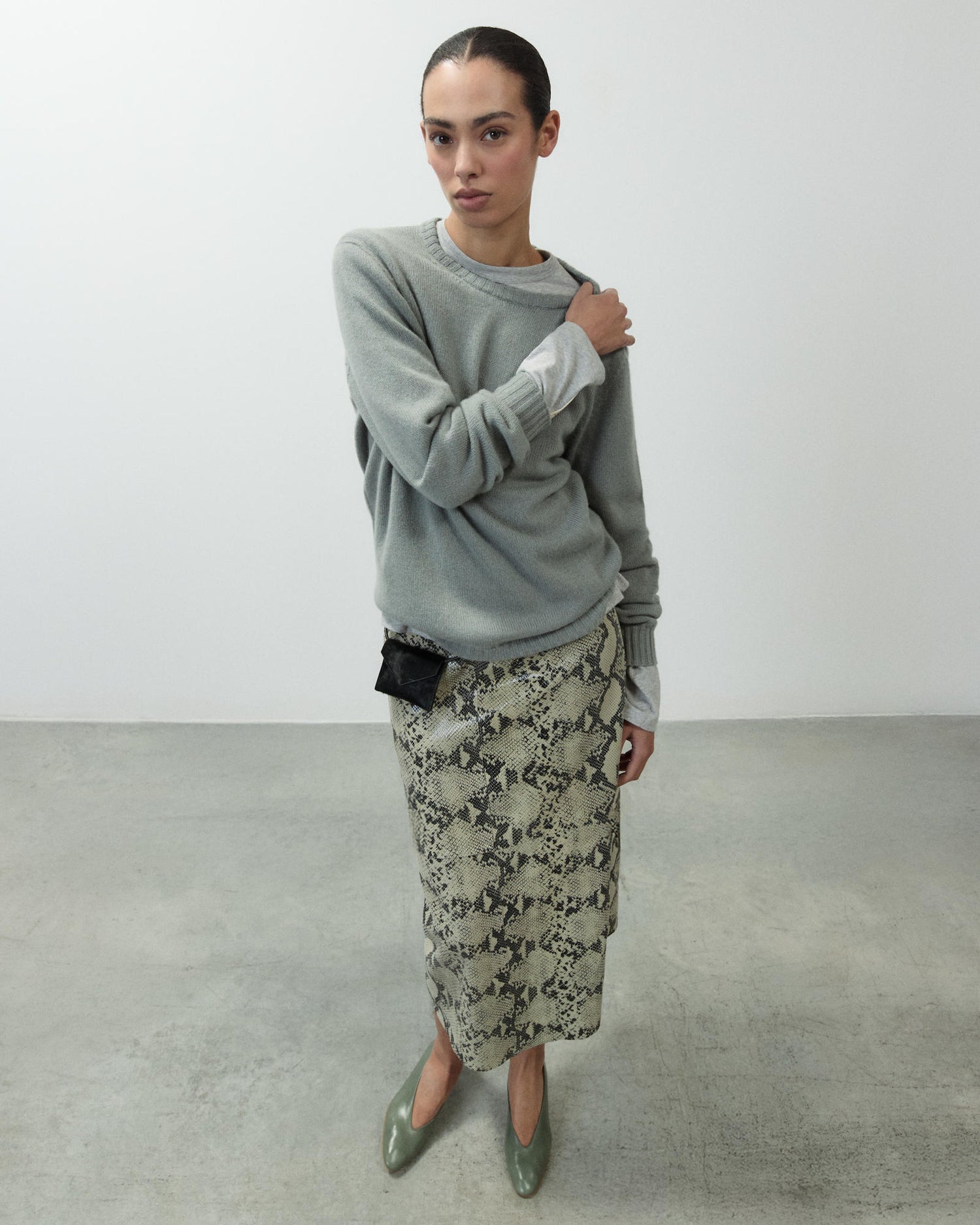 PYTHON PRINT LEATHER SKIRT