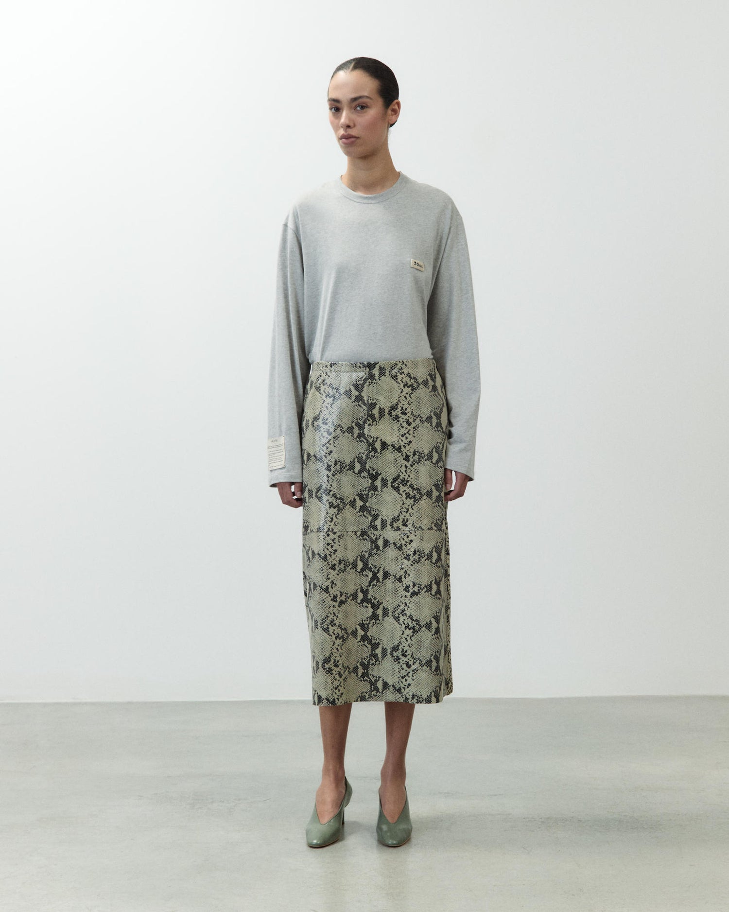 PYTHON PRINT LEATHER SKIRT