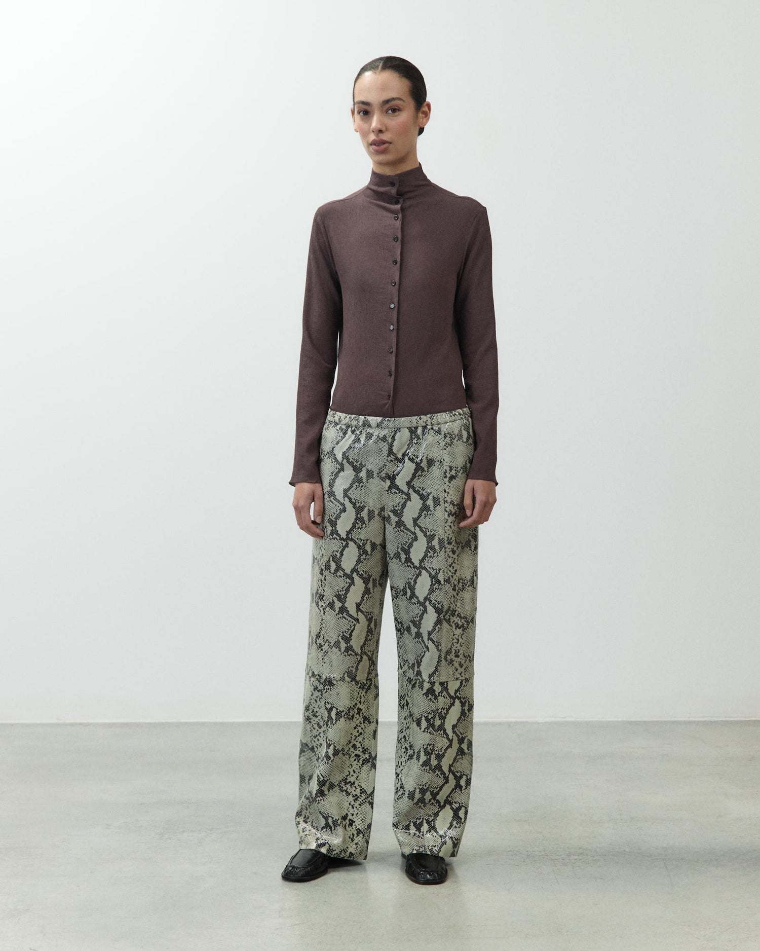 PYTHON PRINT LEATHER TROUSERS