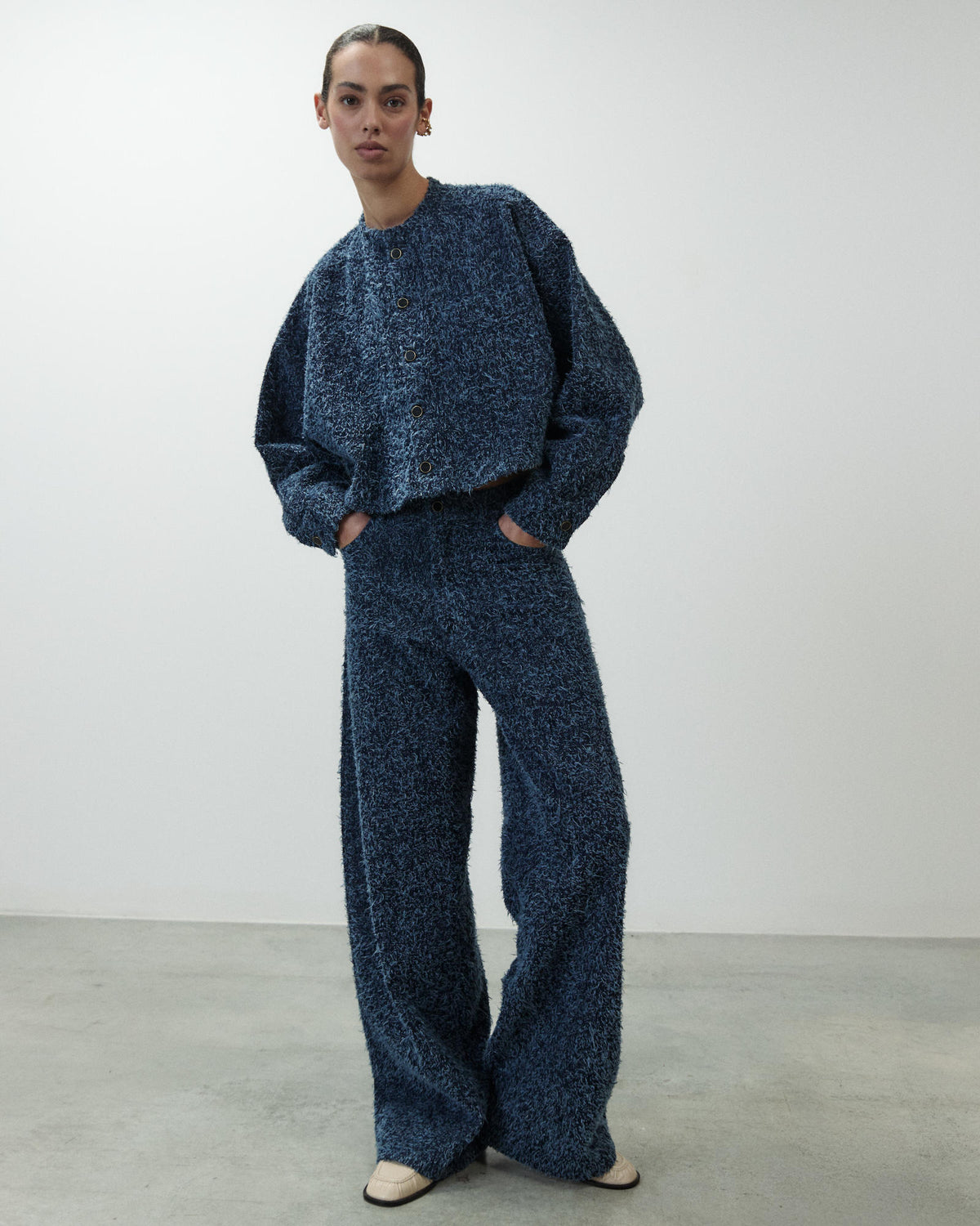 EMBROIDERED DENIM TROUSERS