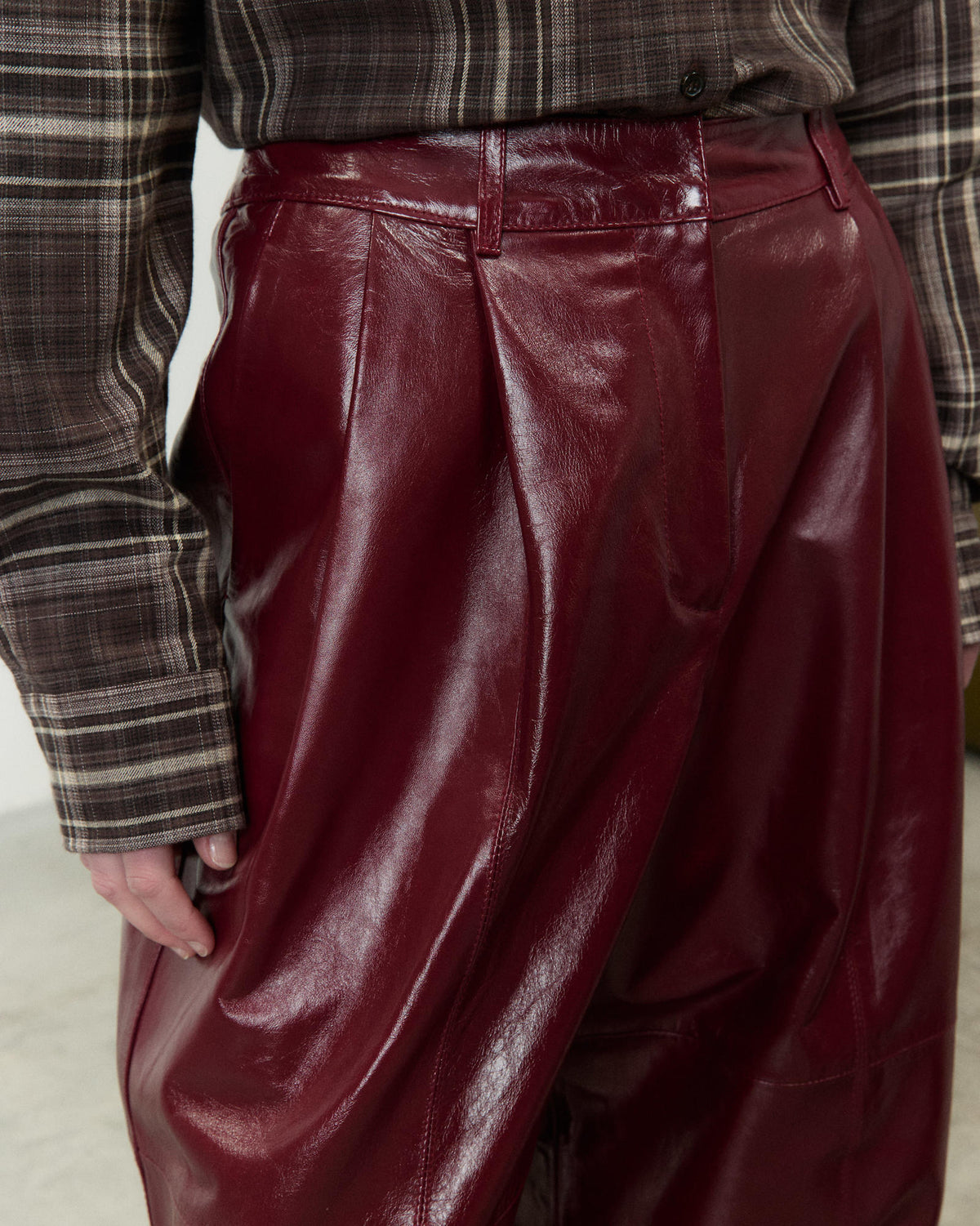 PANTALONE IN PELLE WIDE LEG
