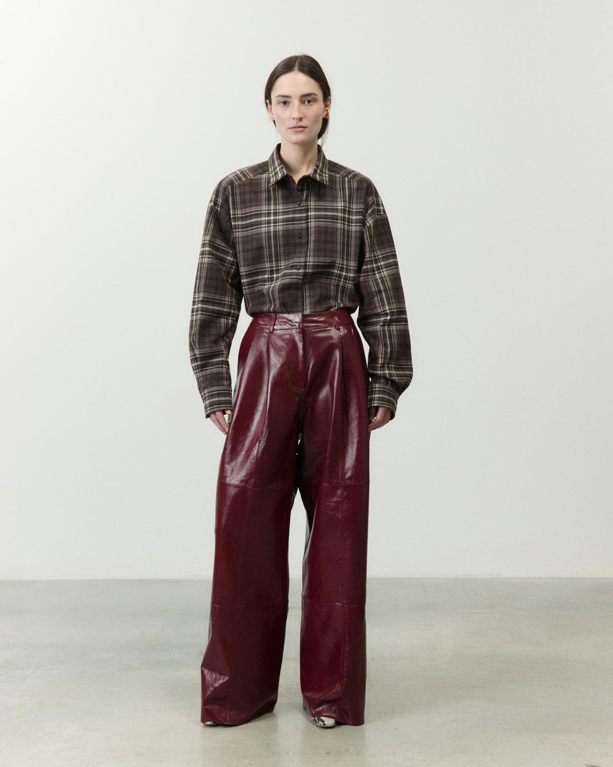 PANTALONE IN PELLE WIDE LEG