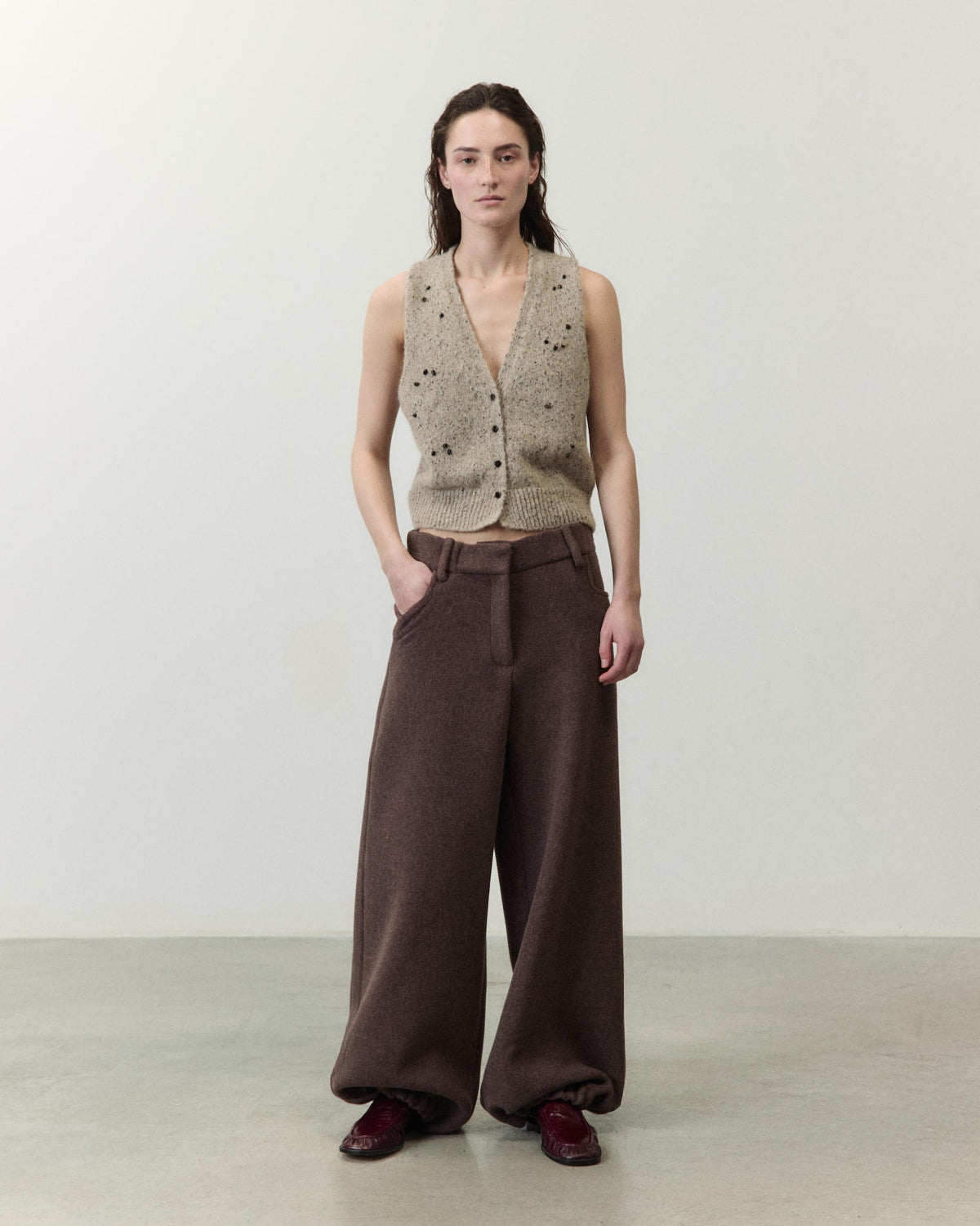 GILET MÉLANGE CON RICAMO
