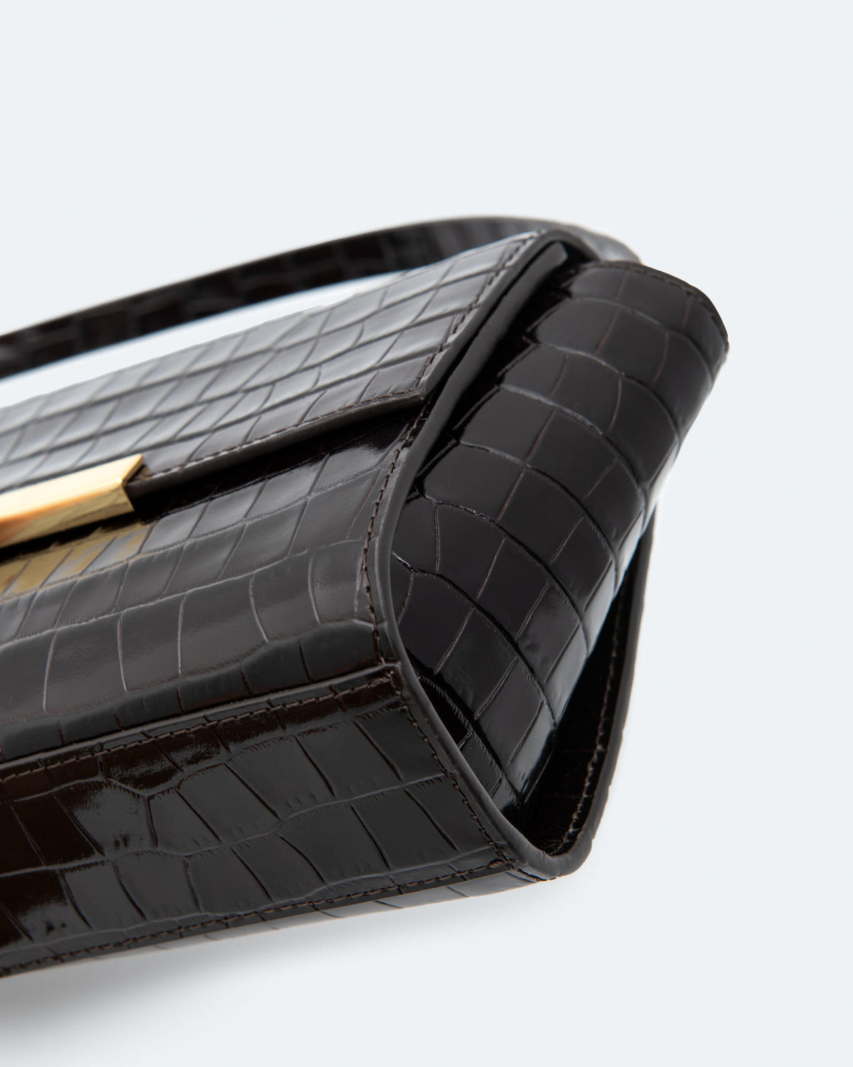 CROCODILE-EFFECT LEATHER CLUTCH BAG