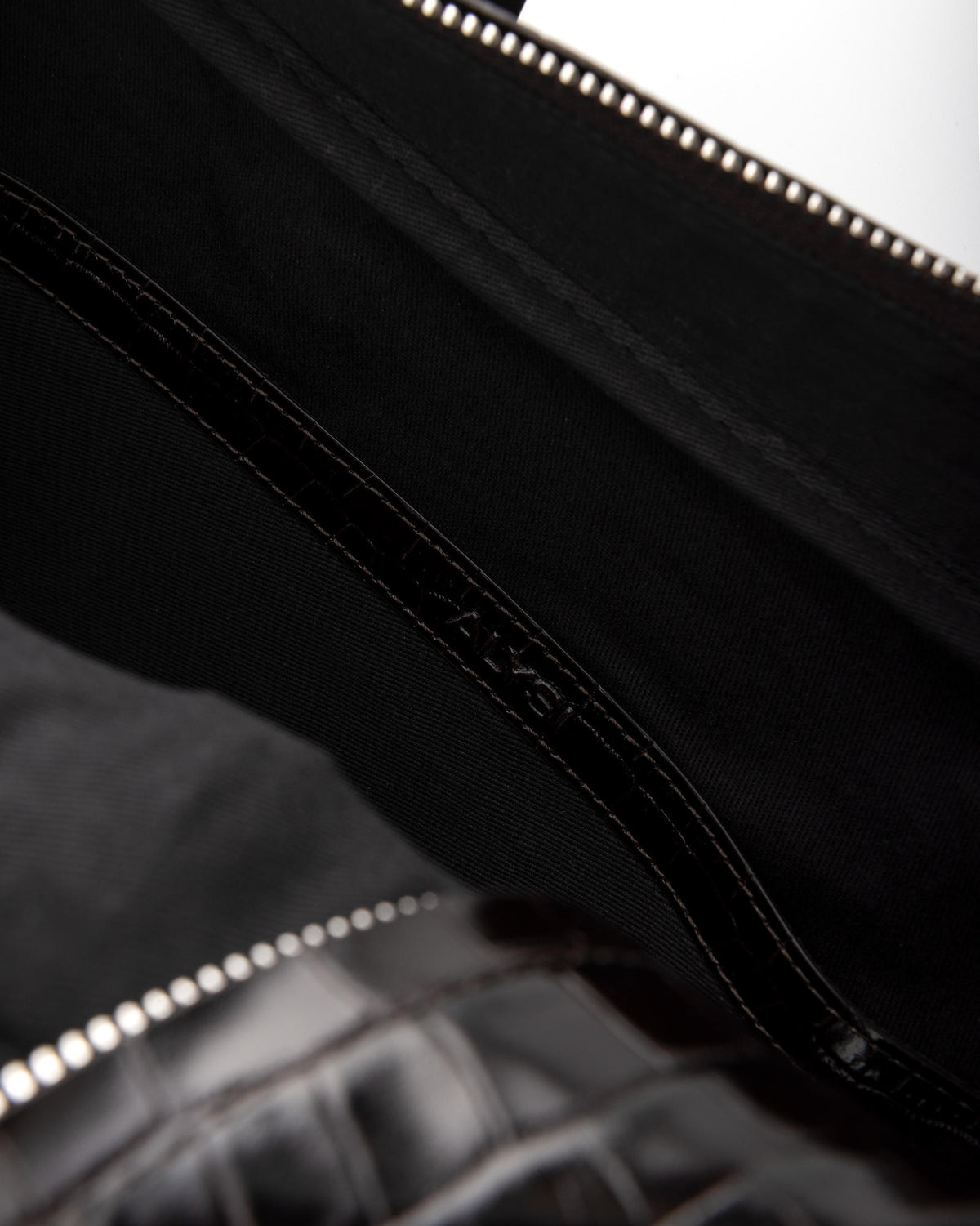 CROCODILE-EFFECT LEATHER BOWLING BAG