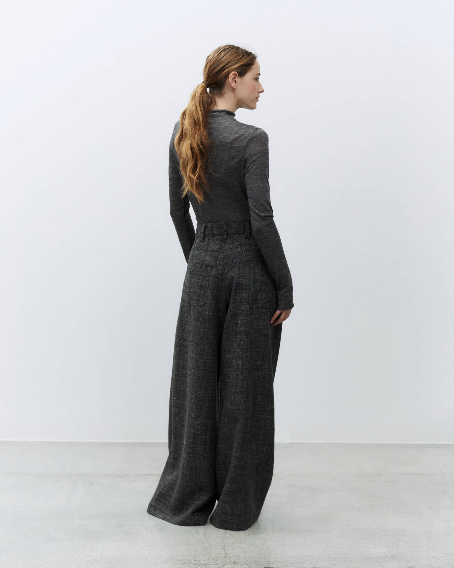 PALAZZO PANTS IN GRANIGLIA WOOL
