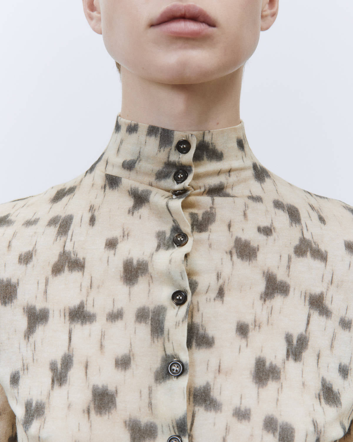 HIGH NECK PRINTED JERSEY SWEATER