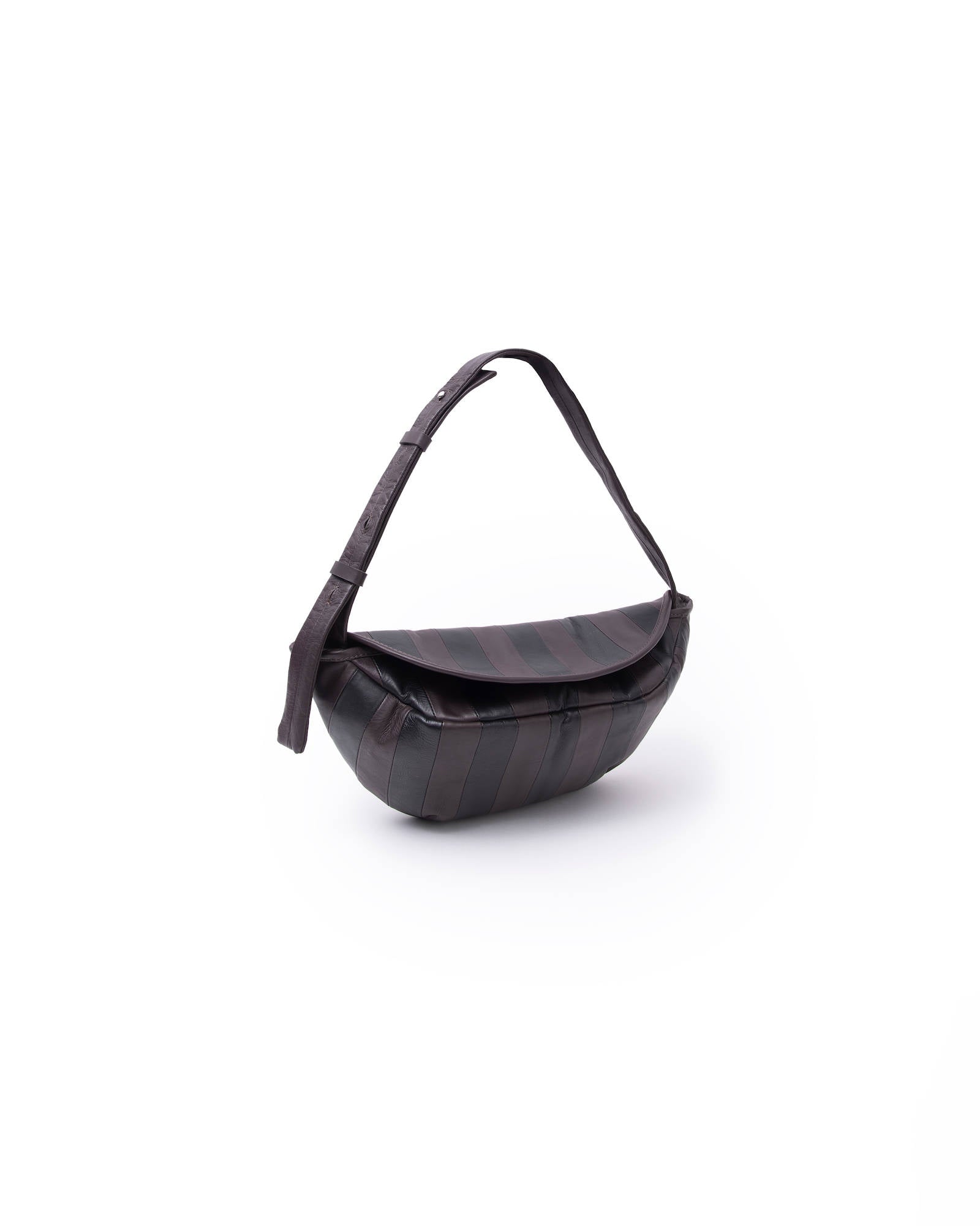 STRIPED LEATHER POUCH BAG