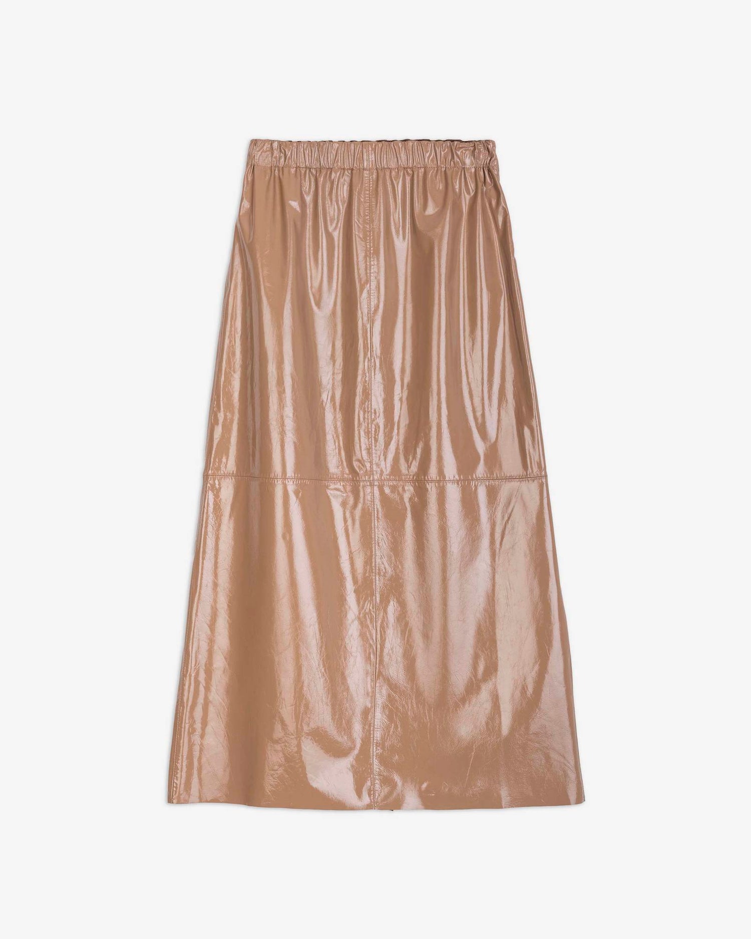 PATENT LEATHER MIDI SKIRT