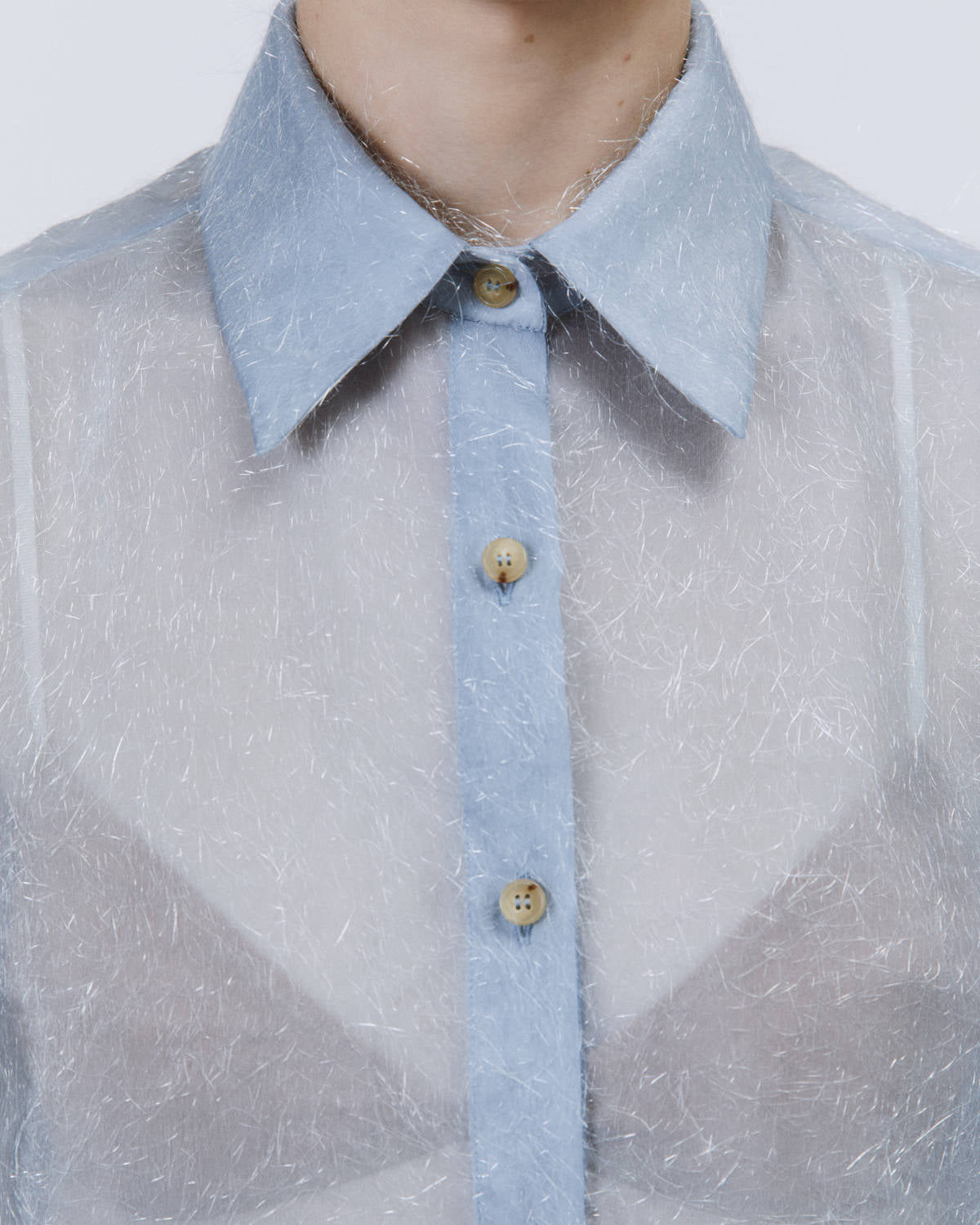 FRINGE EFFECT ORGANZA BOXY SHIRT