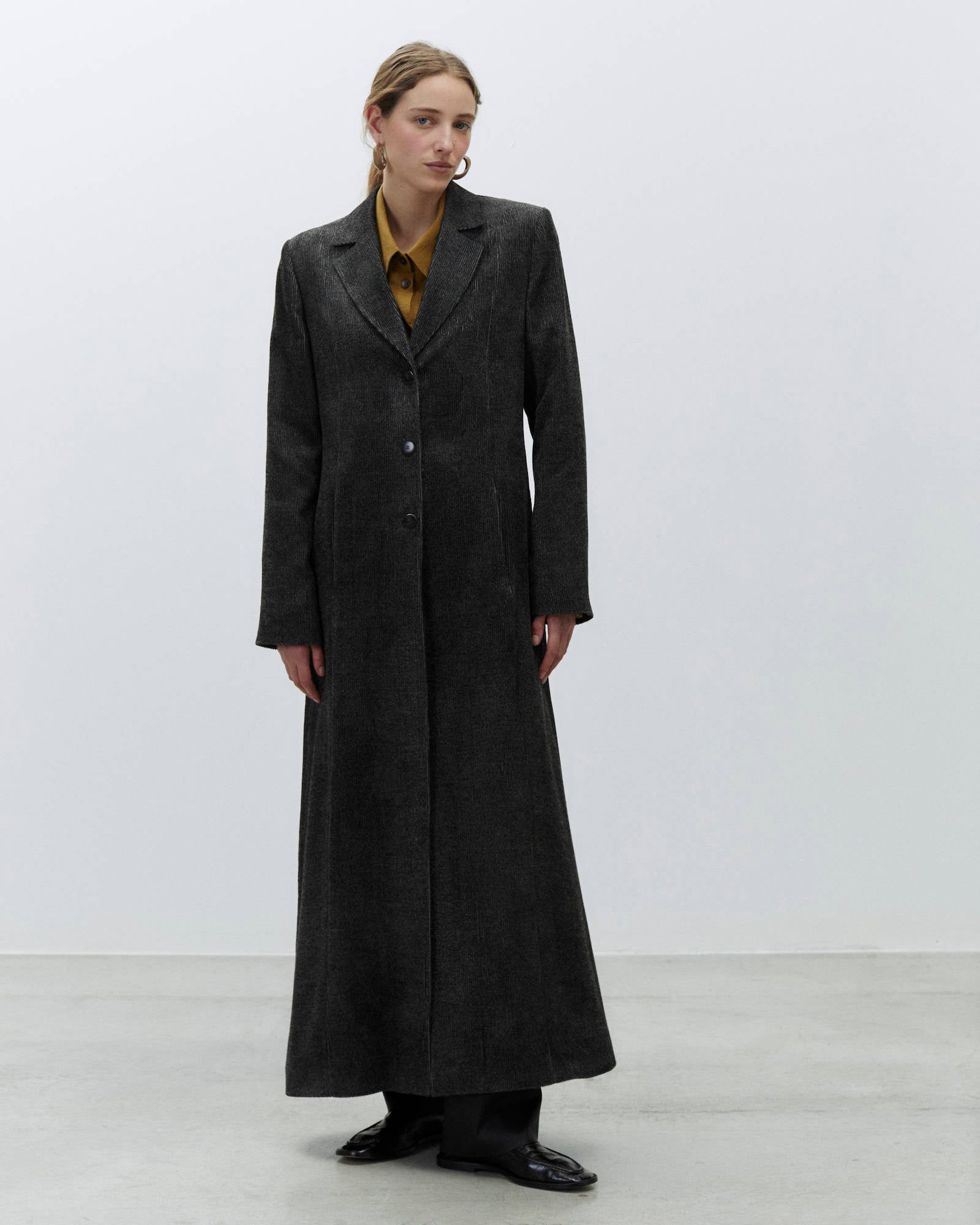 LONG MELANGE VELVET COAT