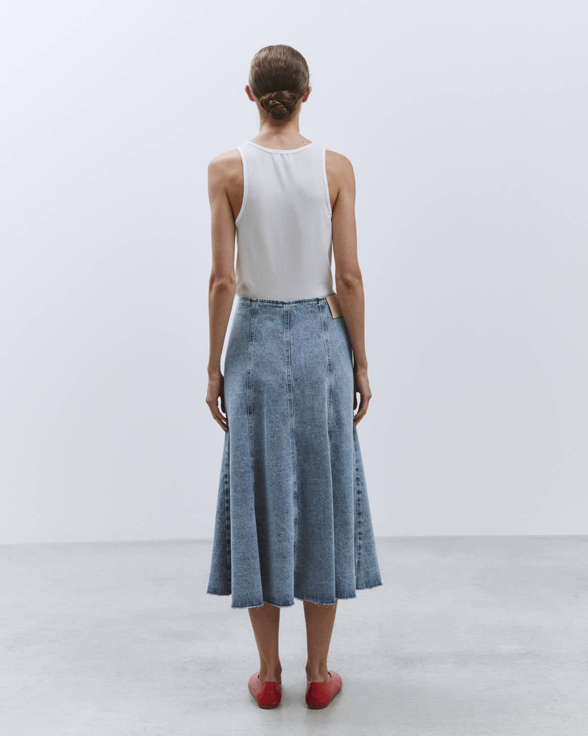 DENIM SKIRT WITH PANELS Bleach Blue