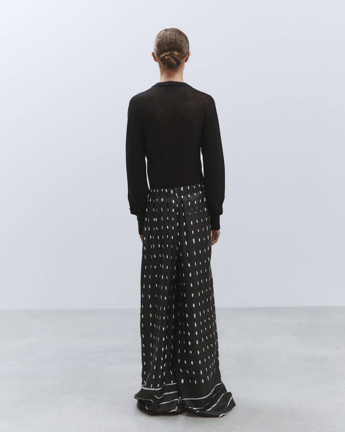 PALAZZO PANTS PRINTED SILK Dots-black