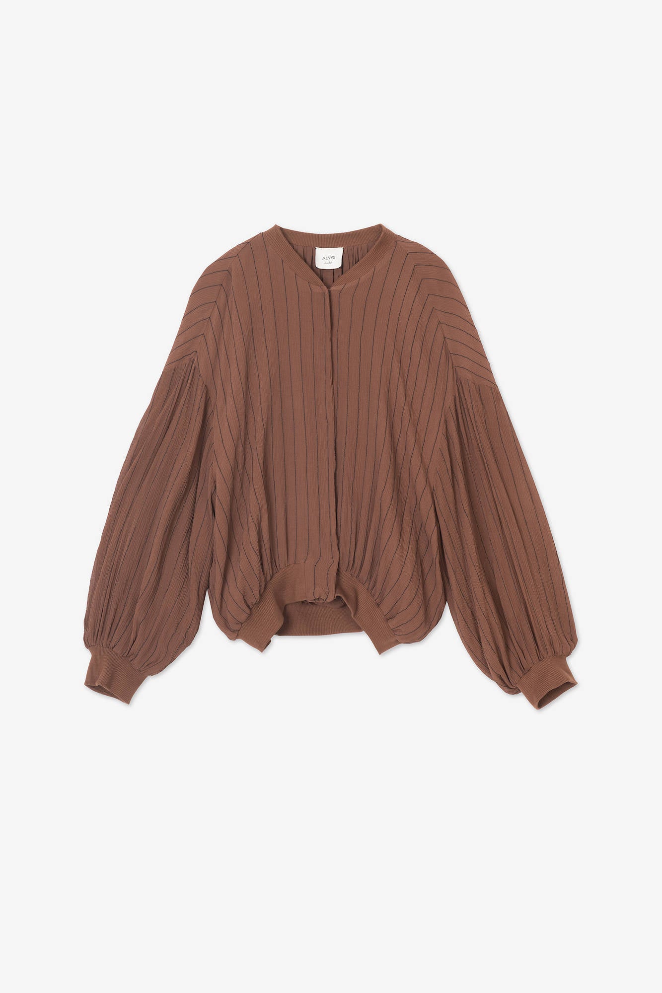 CREPONNE STITCHED SILK BOMBER JACKET Choco