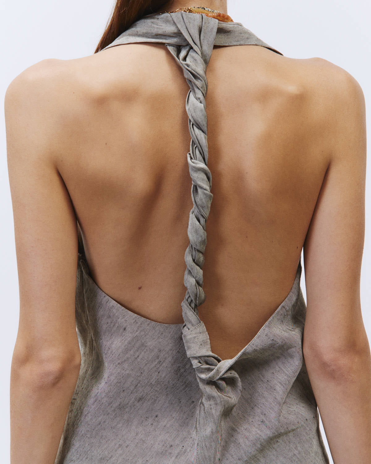 LINEN DRESS WITH BRAID DETAIL Fume'