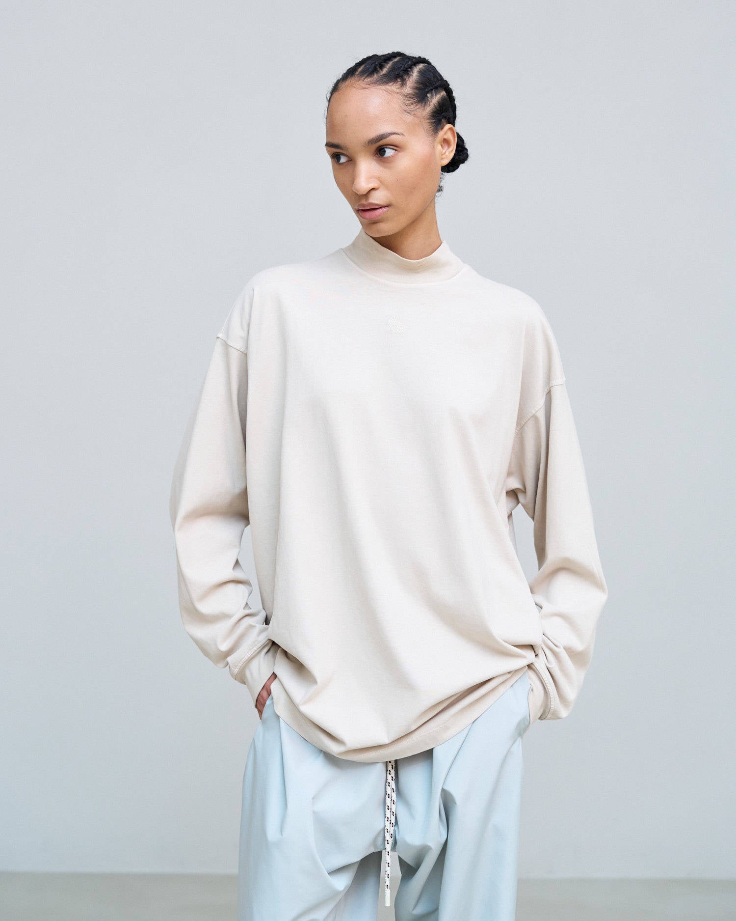 LONG SLEEVE T-SHIRT WITH EMBROIDERY Sand