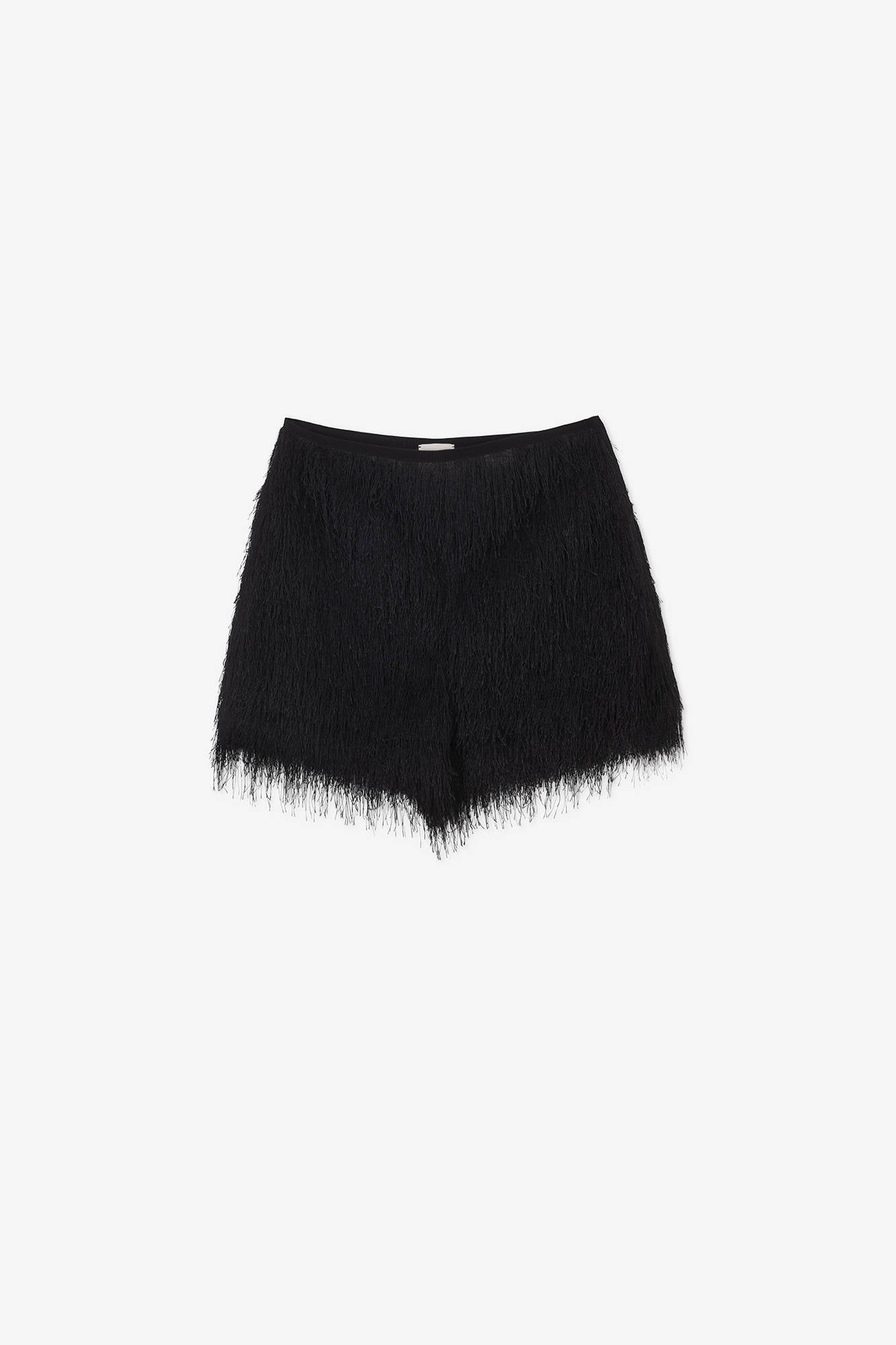 FRINGED FABRIC SHORTS