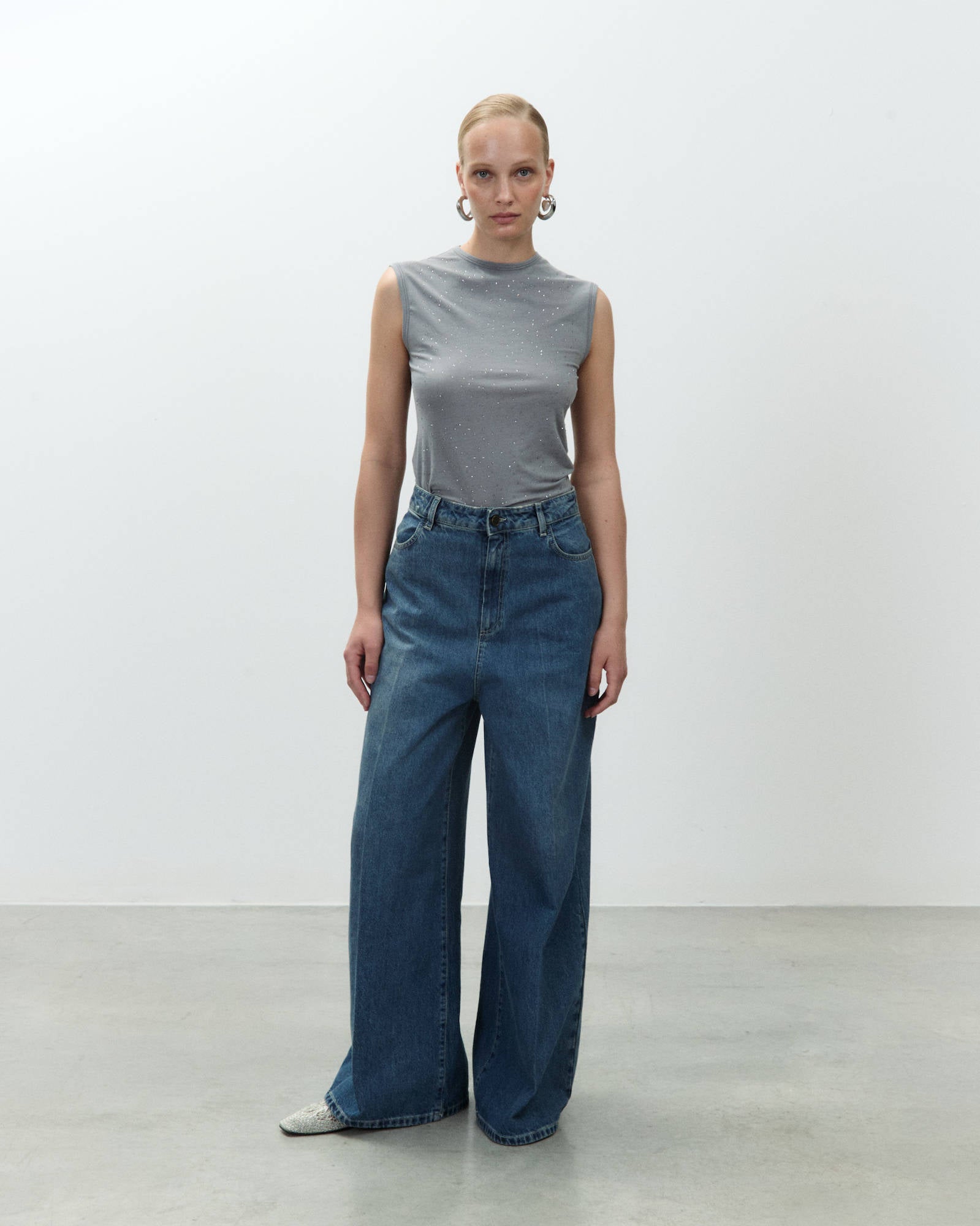 WIDE LEG DENIM PANTS